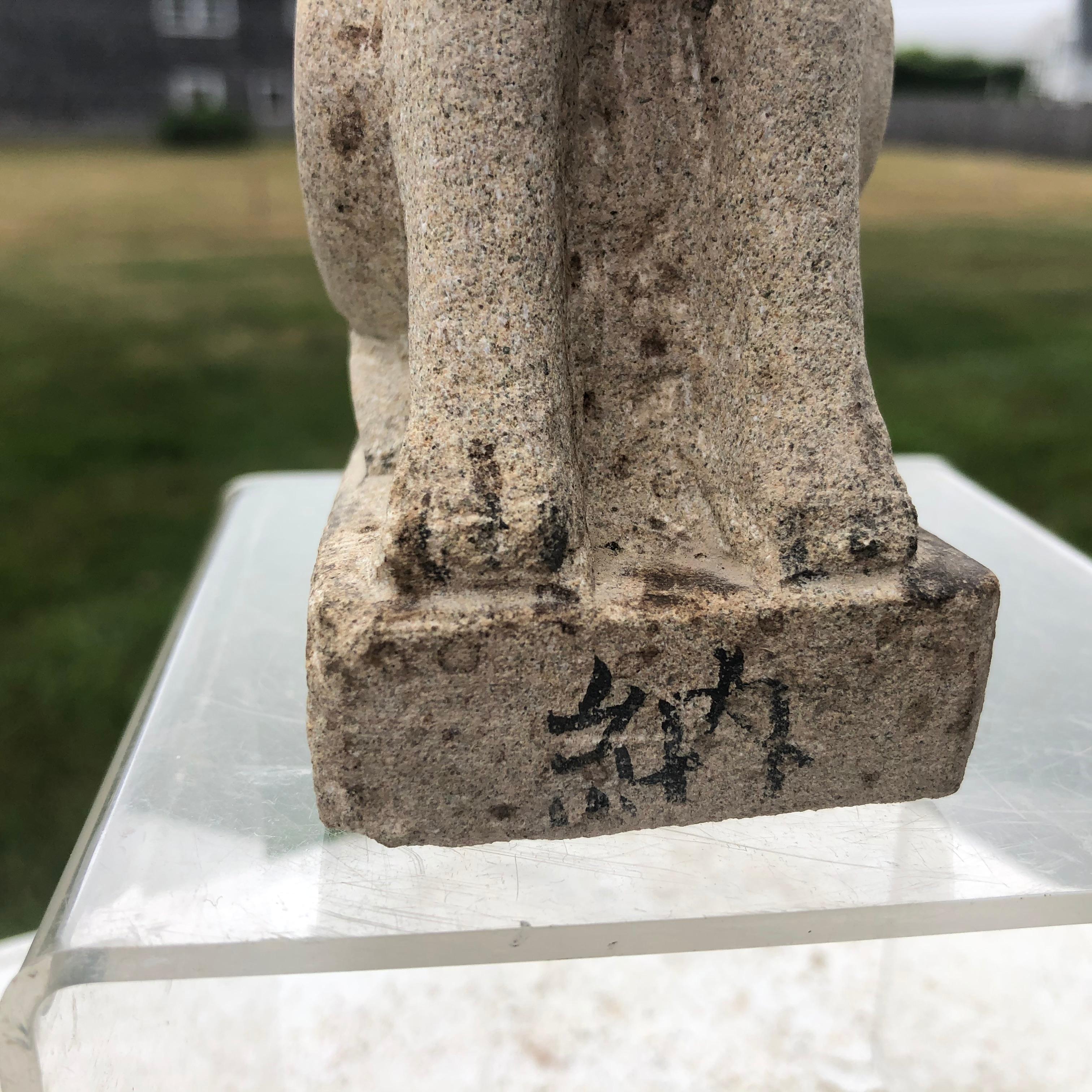 Japanese Japan Rare Hand Carved Stone Inari Fox Kitsune, Old Inari Shrine