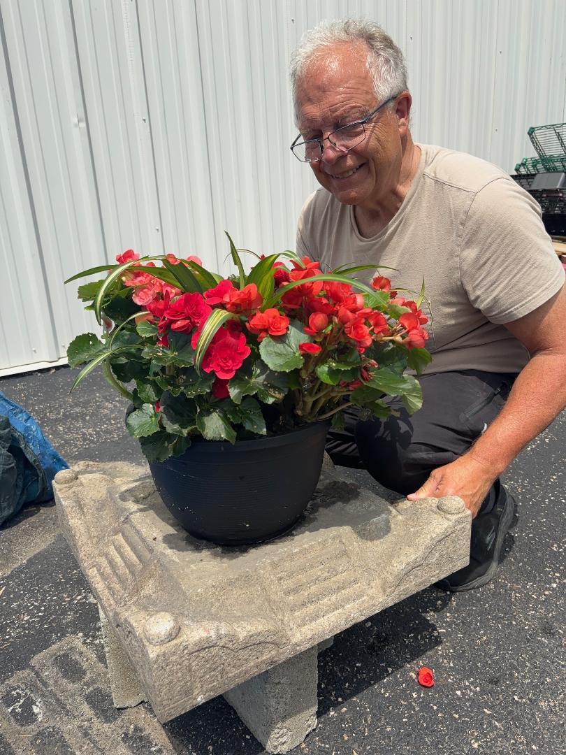 From Japan comes this seldom found , one of a kind large granite stone display base featuring four sets of altar steps- an impressive and spiritually significant object for displaying your special sculpture or for a flower pot.

This handsome