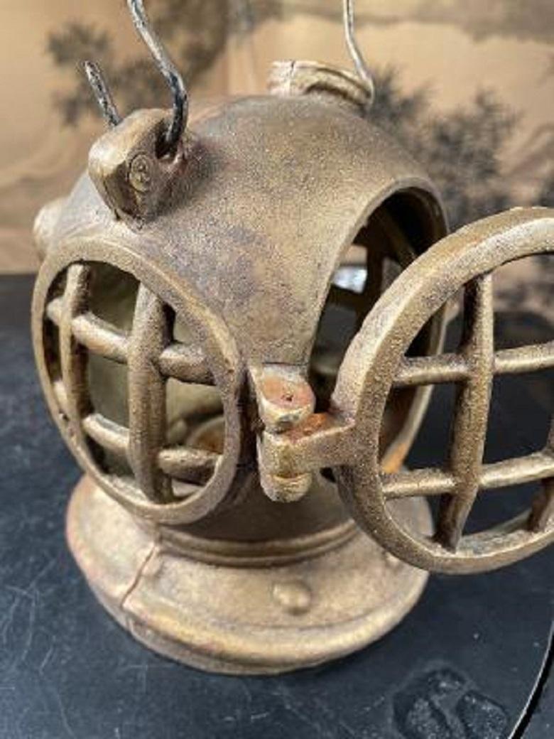 Japan Rare Matching Pair Old Nautical Diving Helmet Lanterns 1