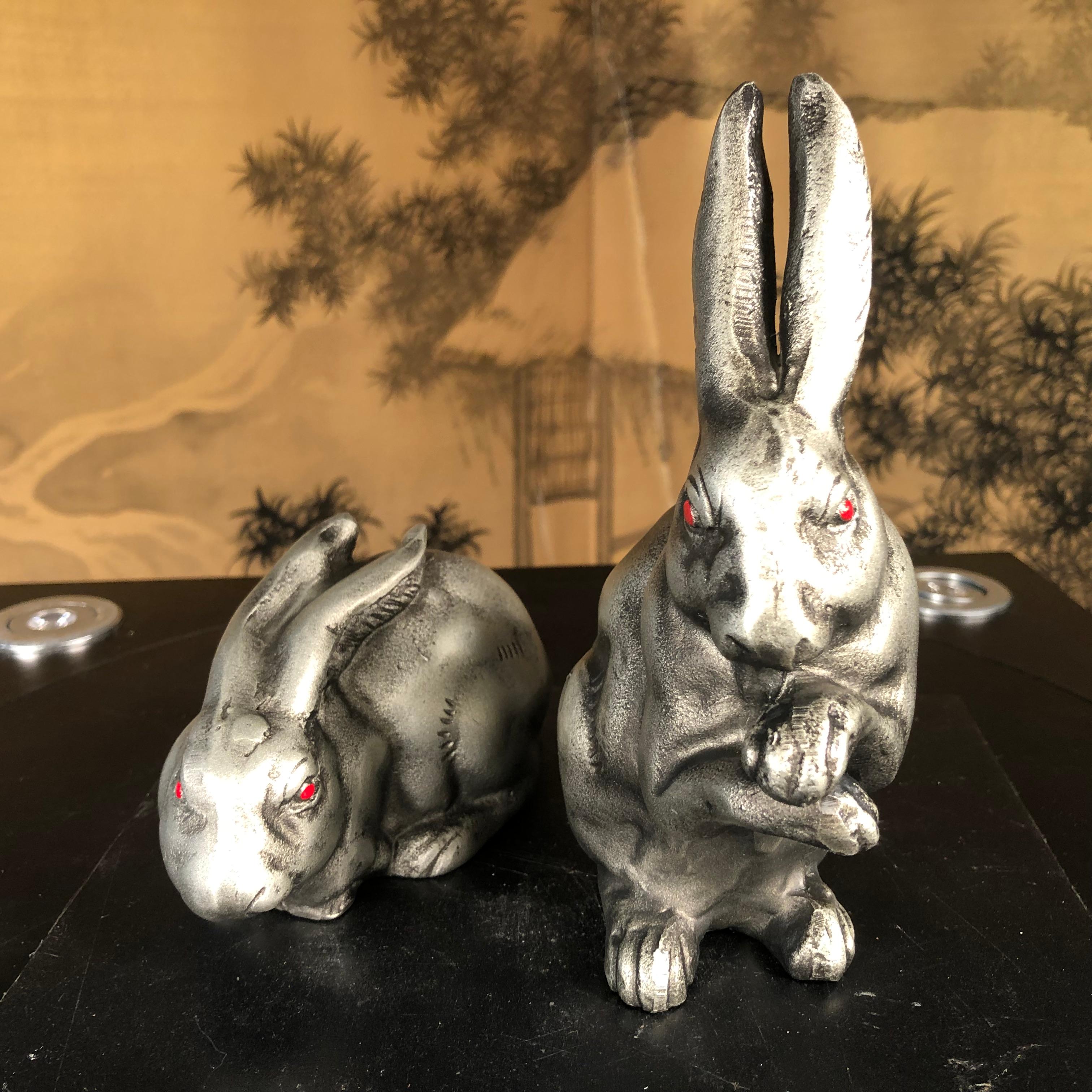 20th Century Japan Pair Red Eye Garden Rabbits Mint & Boxed  For Sale
