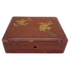 Antique Japan Red Lacquered Box 19th Century