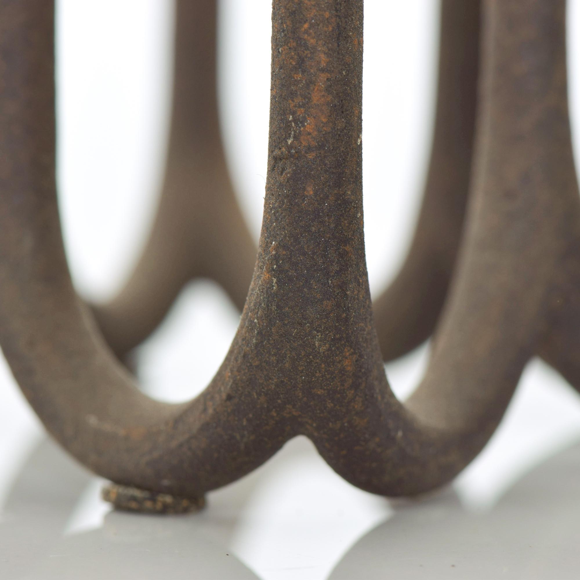Japan Rustic Eight Candleholder Candelabra Sweeping Elegance Sculpted Iron 1970s In Good Condition In Chula Vista, CA