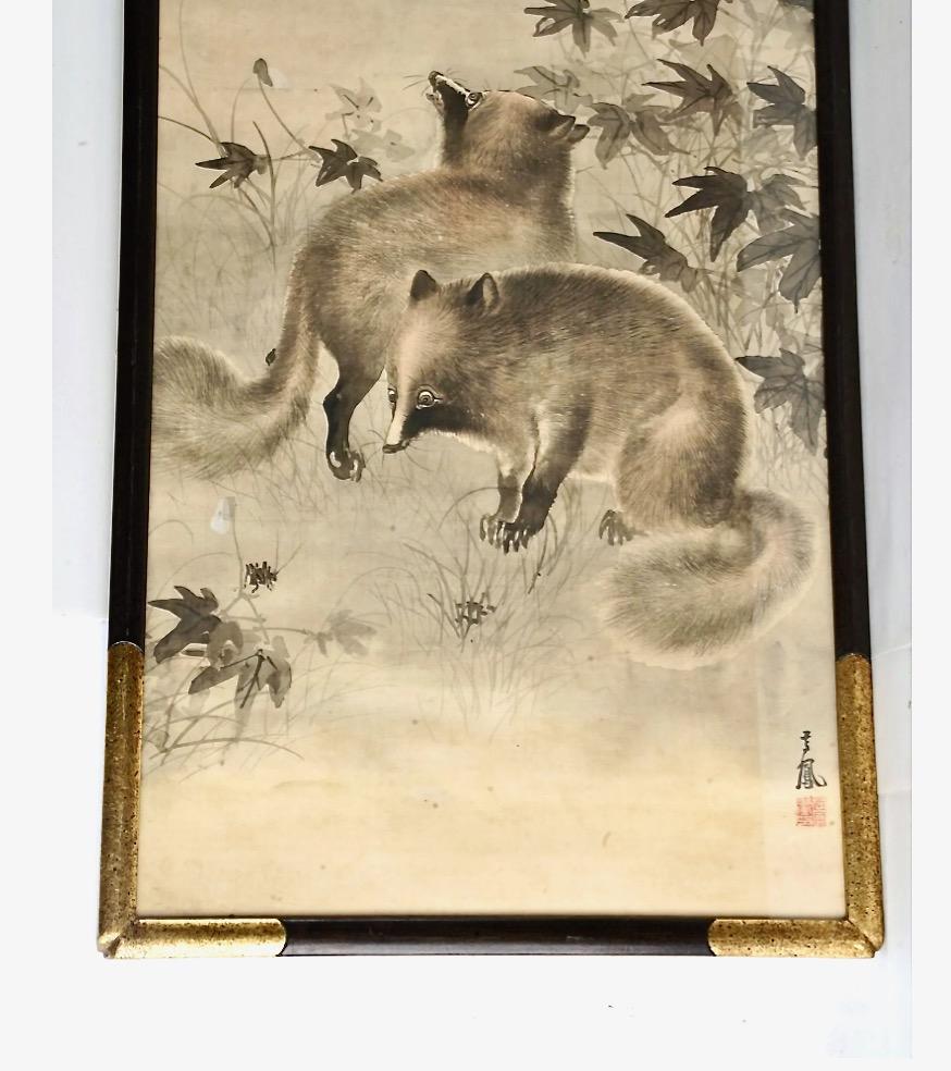 Hand-Painted Japan Scroll Painting, Meiji Period For Sale