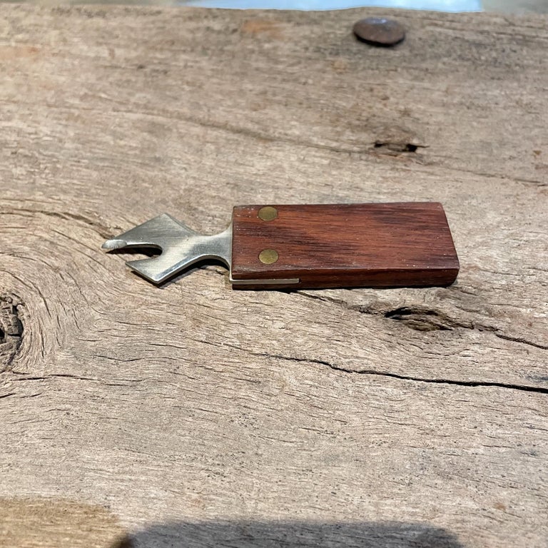 Japan Sensational Bottle Opener Sculptural Rosewood and Stainless Barware, 1970s For Sale at 1stDibs