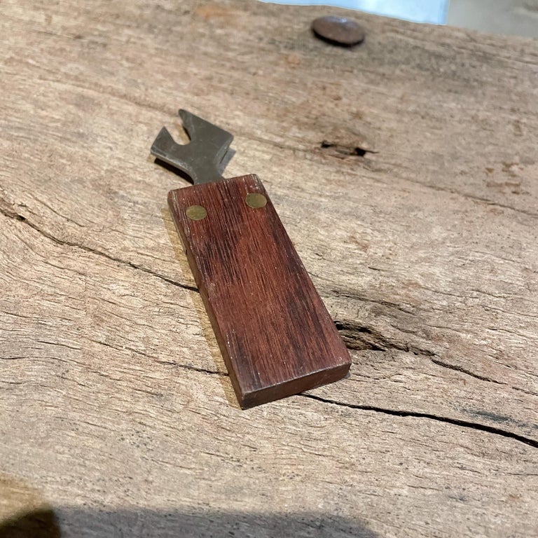Japan Sensational Bottle Opener Sculptural Rosewood and Stainless Barware, 1970s For Sale at 1stDibs