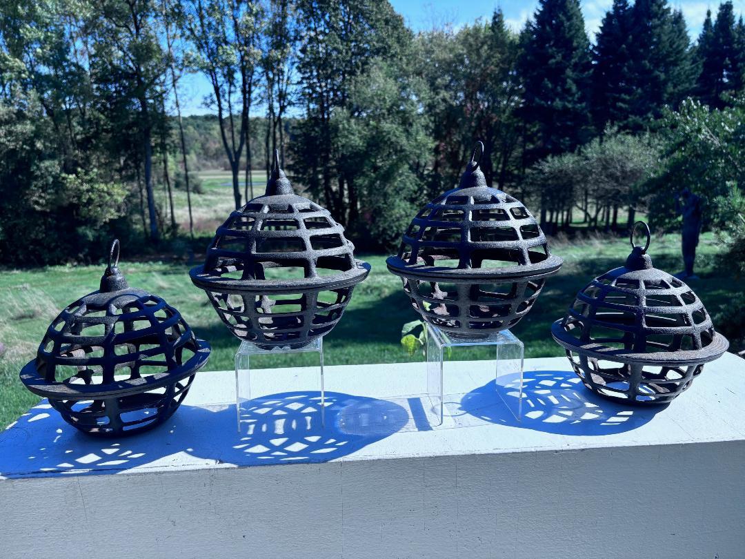 Japan Set Four Antique Orb Lanterns, rare find 8