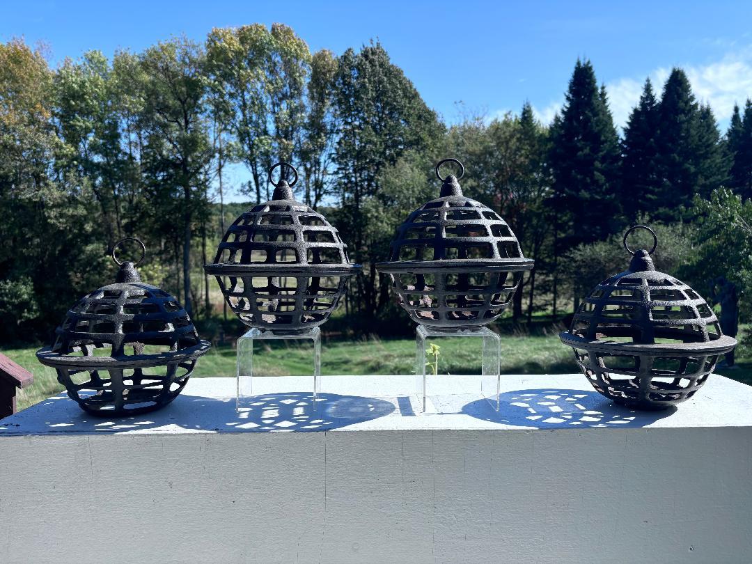 Taisho Japan Set Four Antique Orb Lanterns, rare find