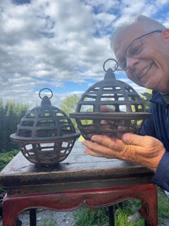 Japan Set Two Antique Orb Lanterns, Rare Find