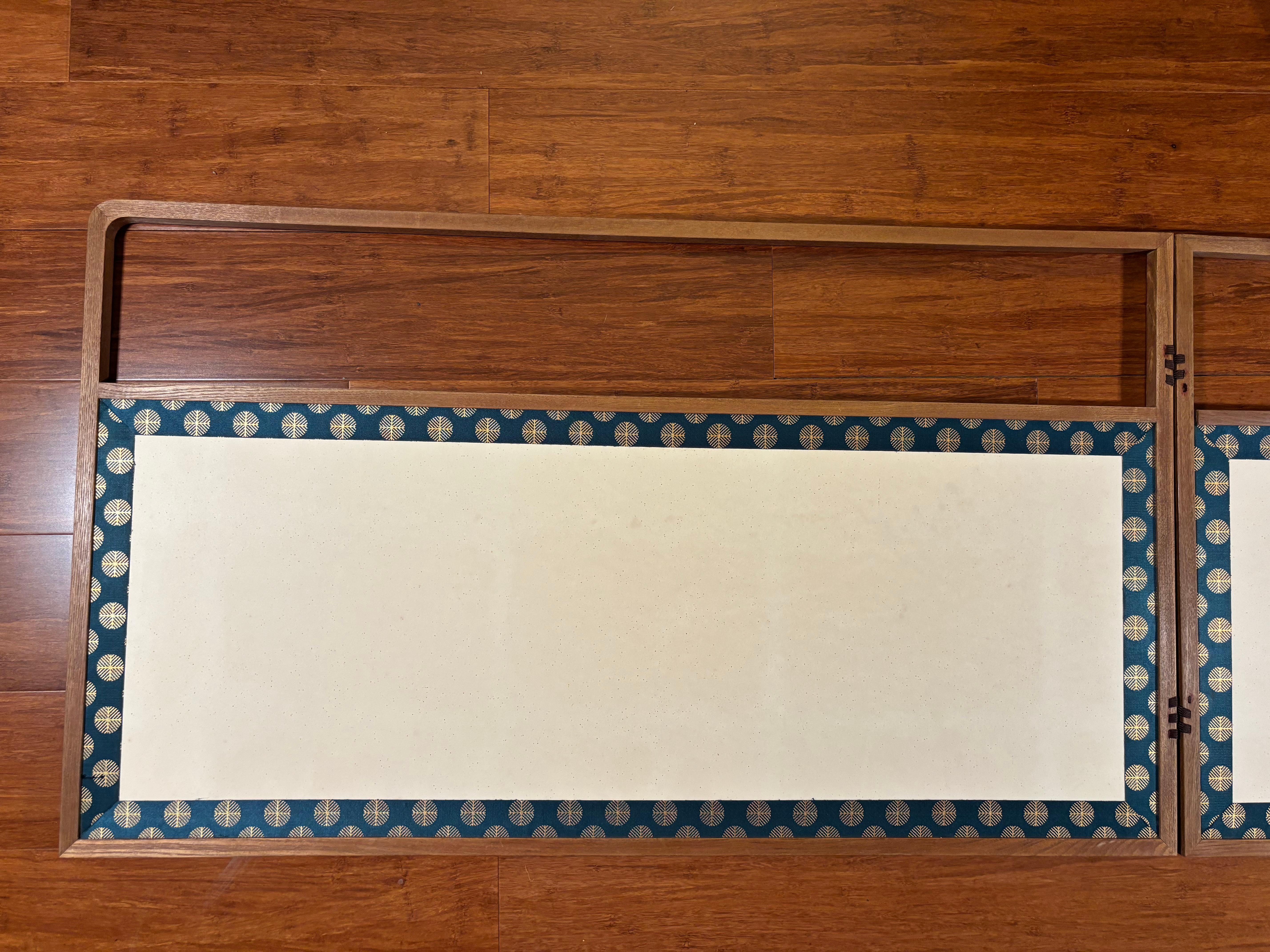 Japonais Petit paravent pliant à deux panneaux en BLUE BLUE JAPAN pour le thé Simplicité contemporaine en vente