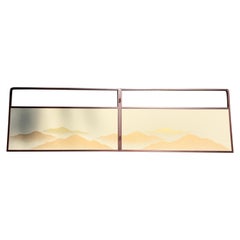 Japan Small Gold Folding Two-Panel Tea Screen "Majestic Mountainsides"