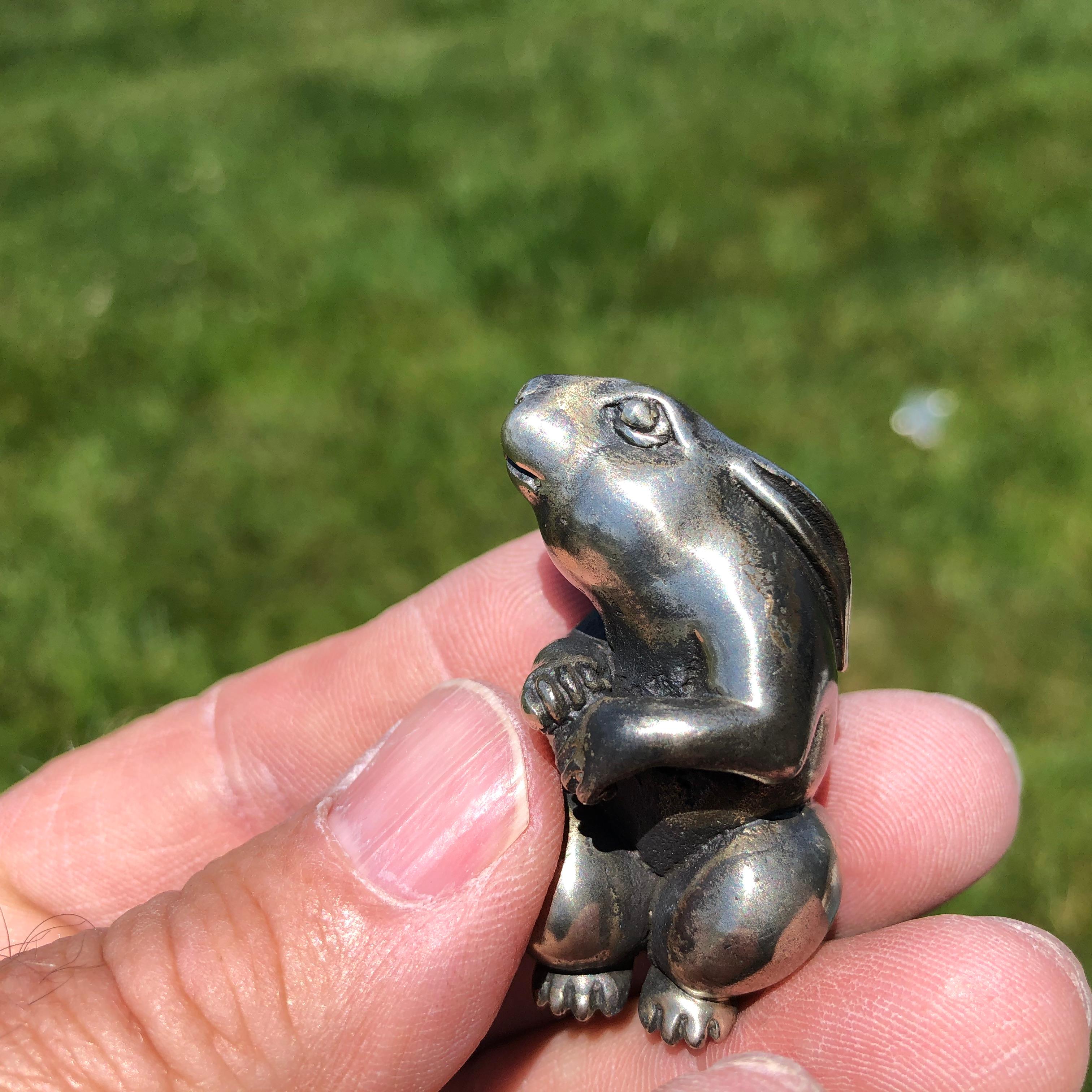 Hand-Crafted Japan Special Antique Sterling Silver Rabbit