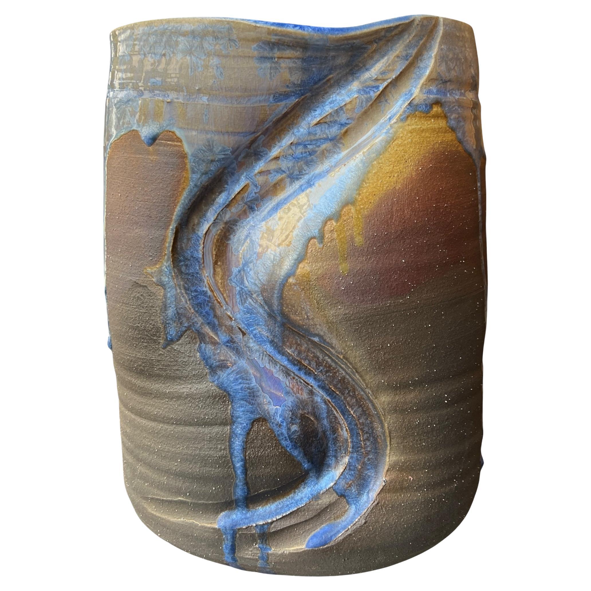 Giappone, spettacolare vaso in ceramica di Akira Arakawa, circa 2000