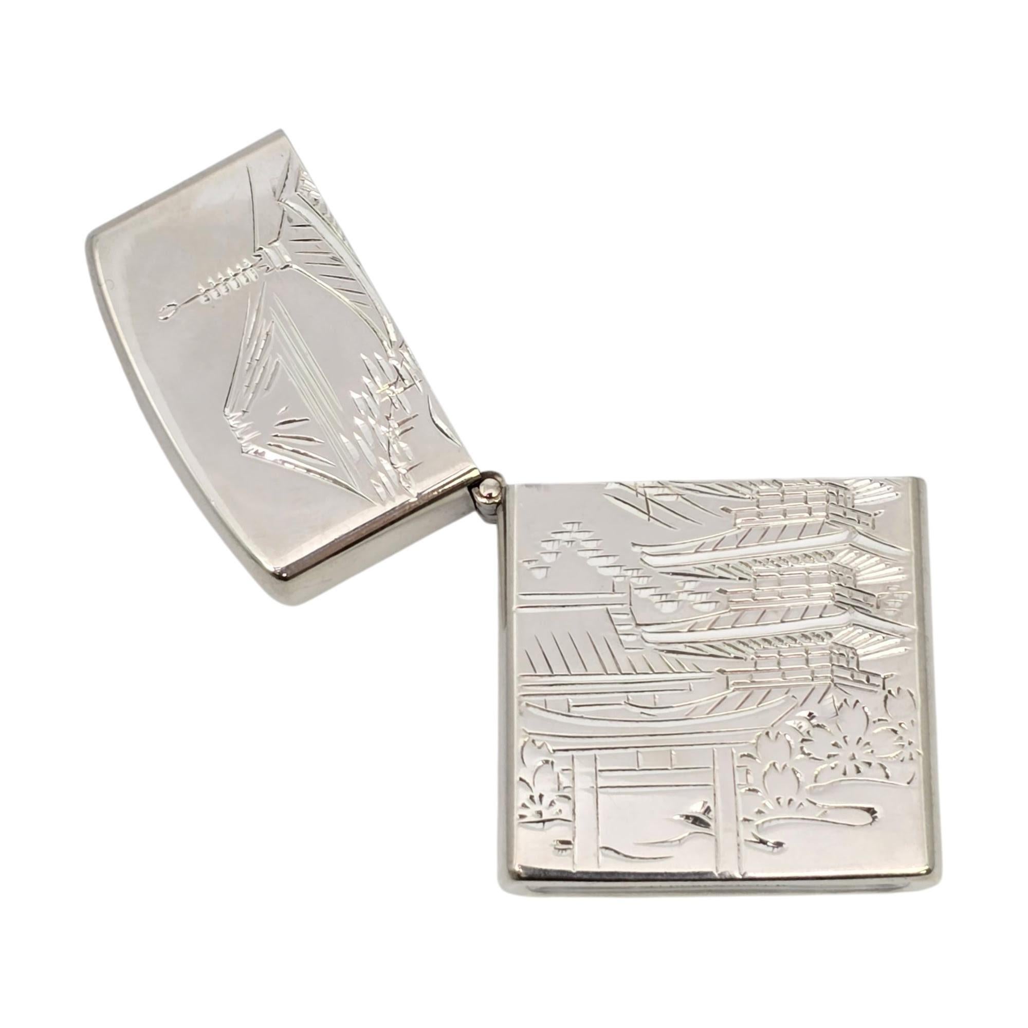 Women's or Men's Japan Sterling Silver Pagoda Mt Fuji Lighter Case #21301
