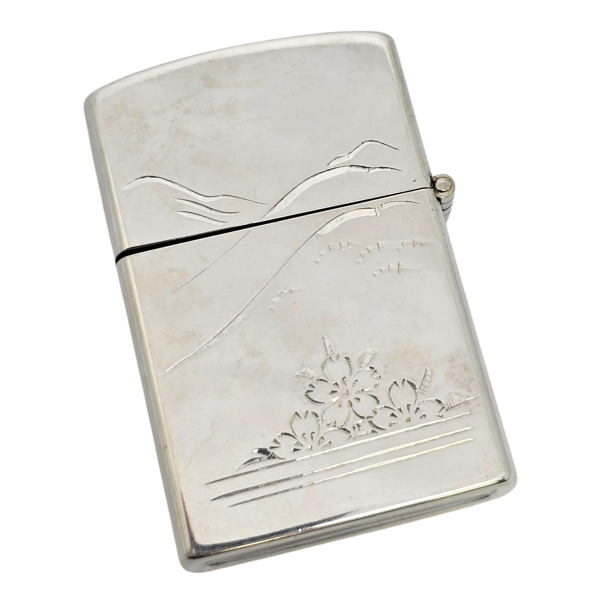 Japan Sterling Silver Pagoda Mt Fuji Lighter Case #21301 3