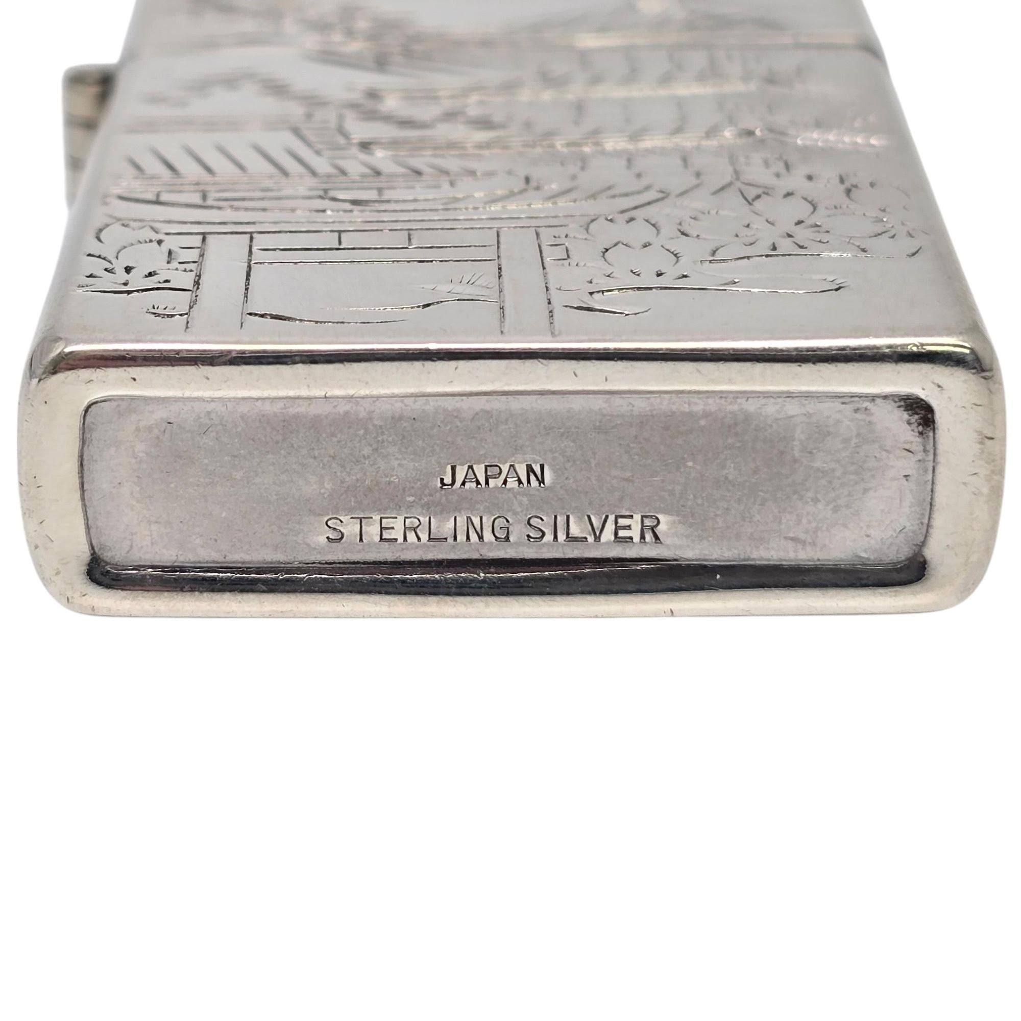 Japan Sterling Silver Pagoda Mt Fuji Lighter Case #21301 4