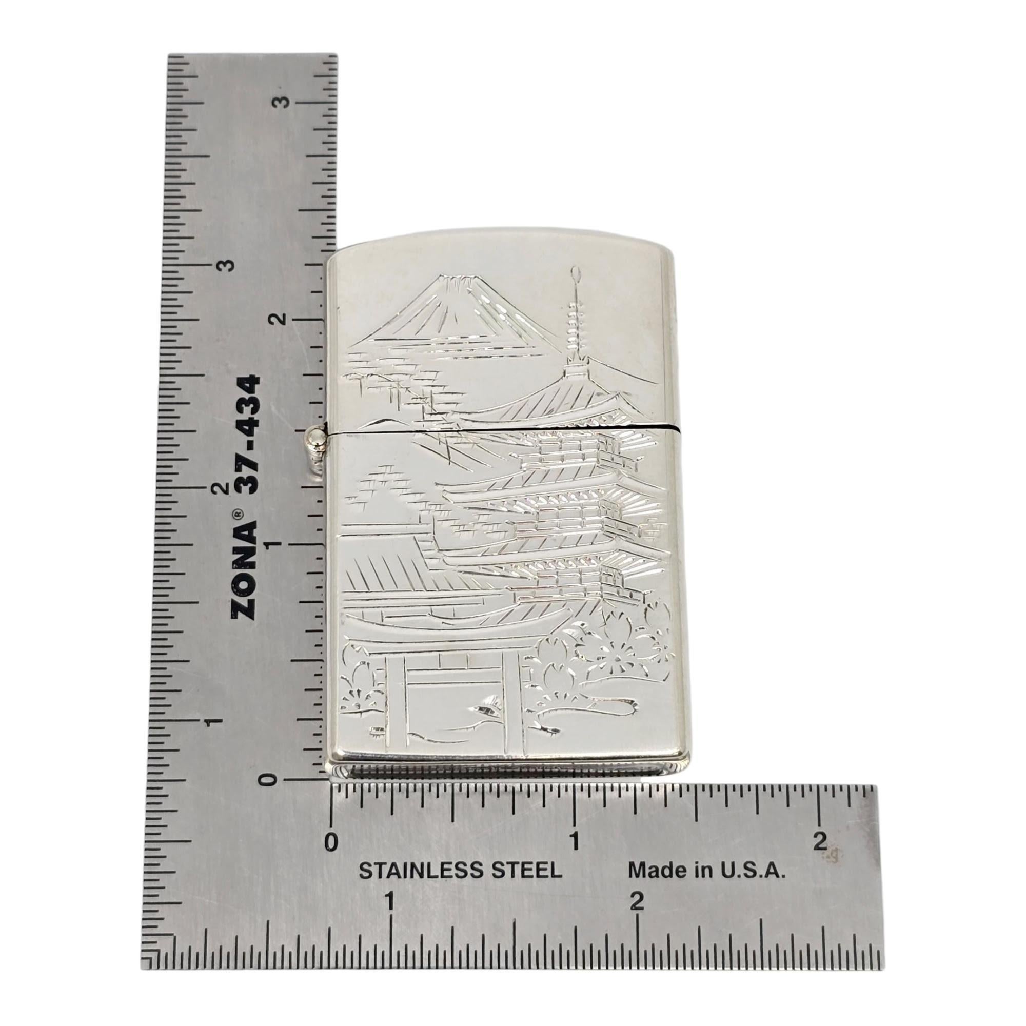 Japan Sterling Silver Pagoda Mt Fuji Lighter Case #21301 5