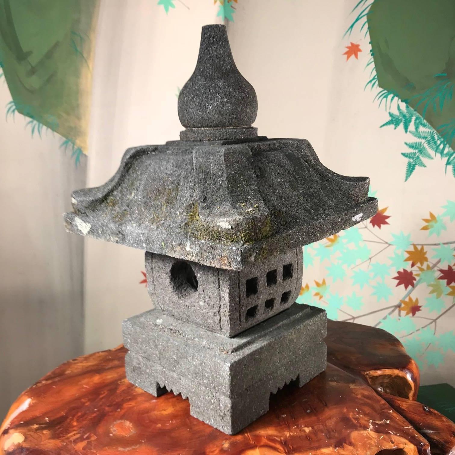 Indonesian Japan Stone Pagoda Lantern, Small Portable Size