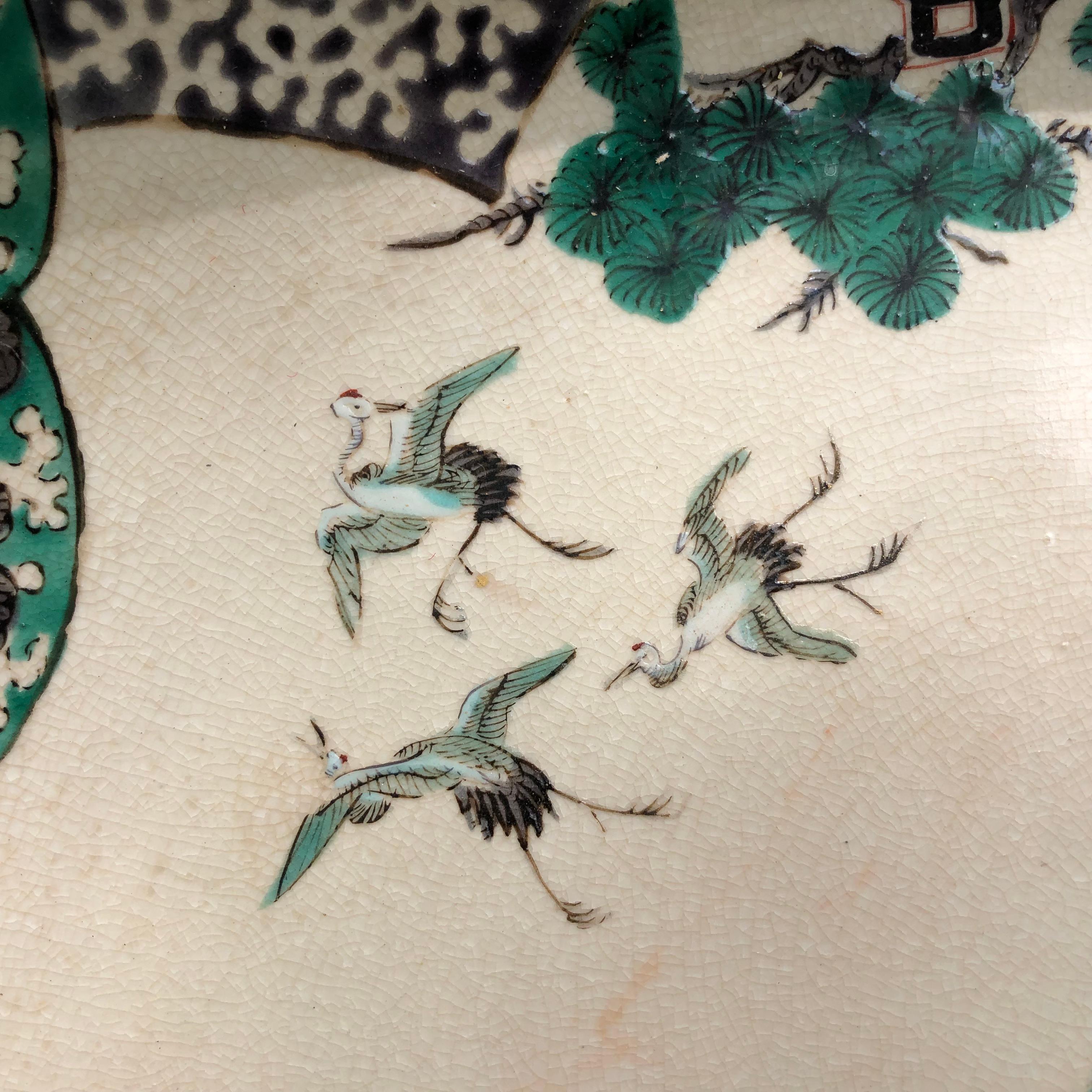 Japan Antique Set Three Brilliant Color Hand Painted Garden Bowls, 1910 6