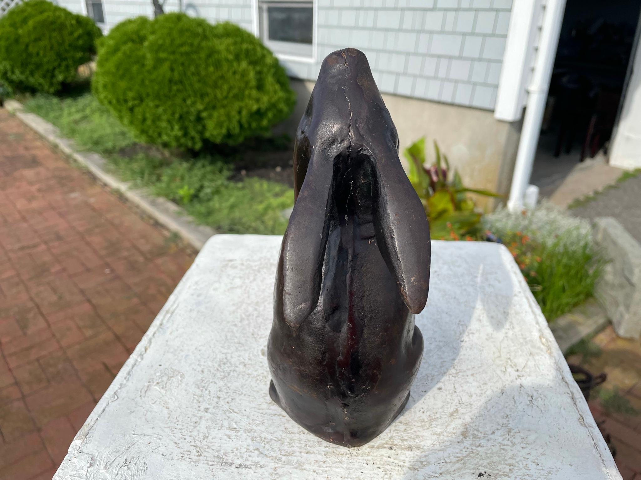 Japan Tall 1920s Bronze Garden Rabbit “Moon Gazing