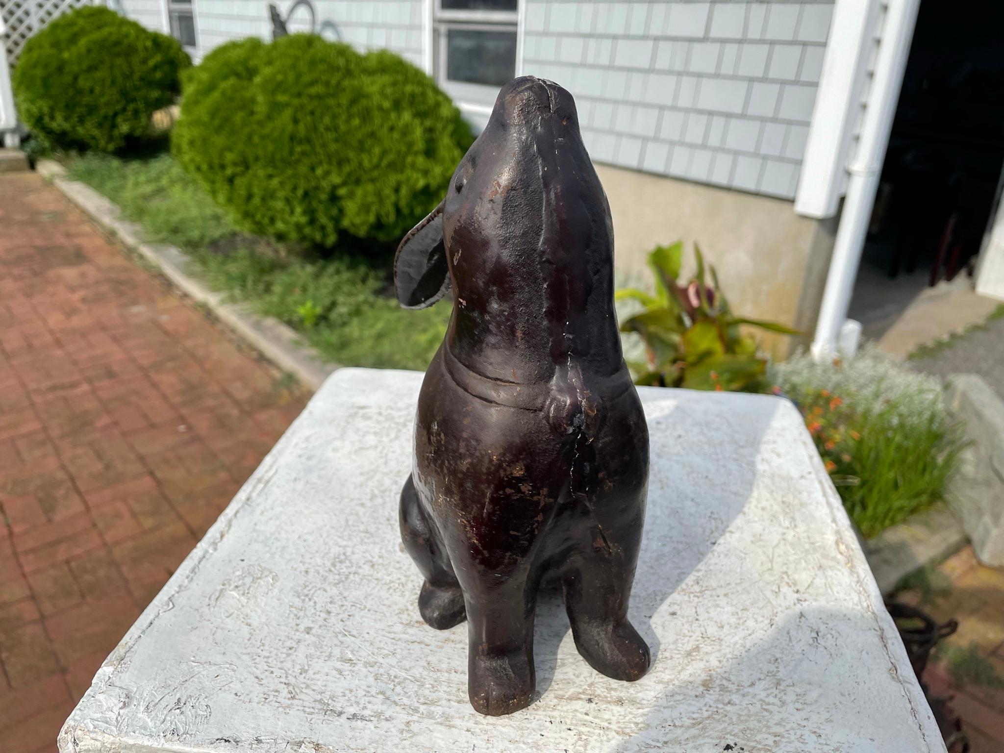 Japan Tall 1920s Bronze Garden Rabbit “Moon Gazing