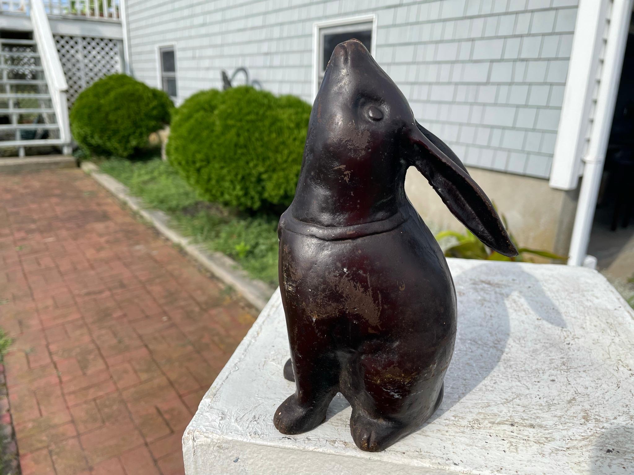 Japanese Japan Tall 1920s Bronze Garden Rabbit “Moon Gazing