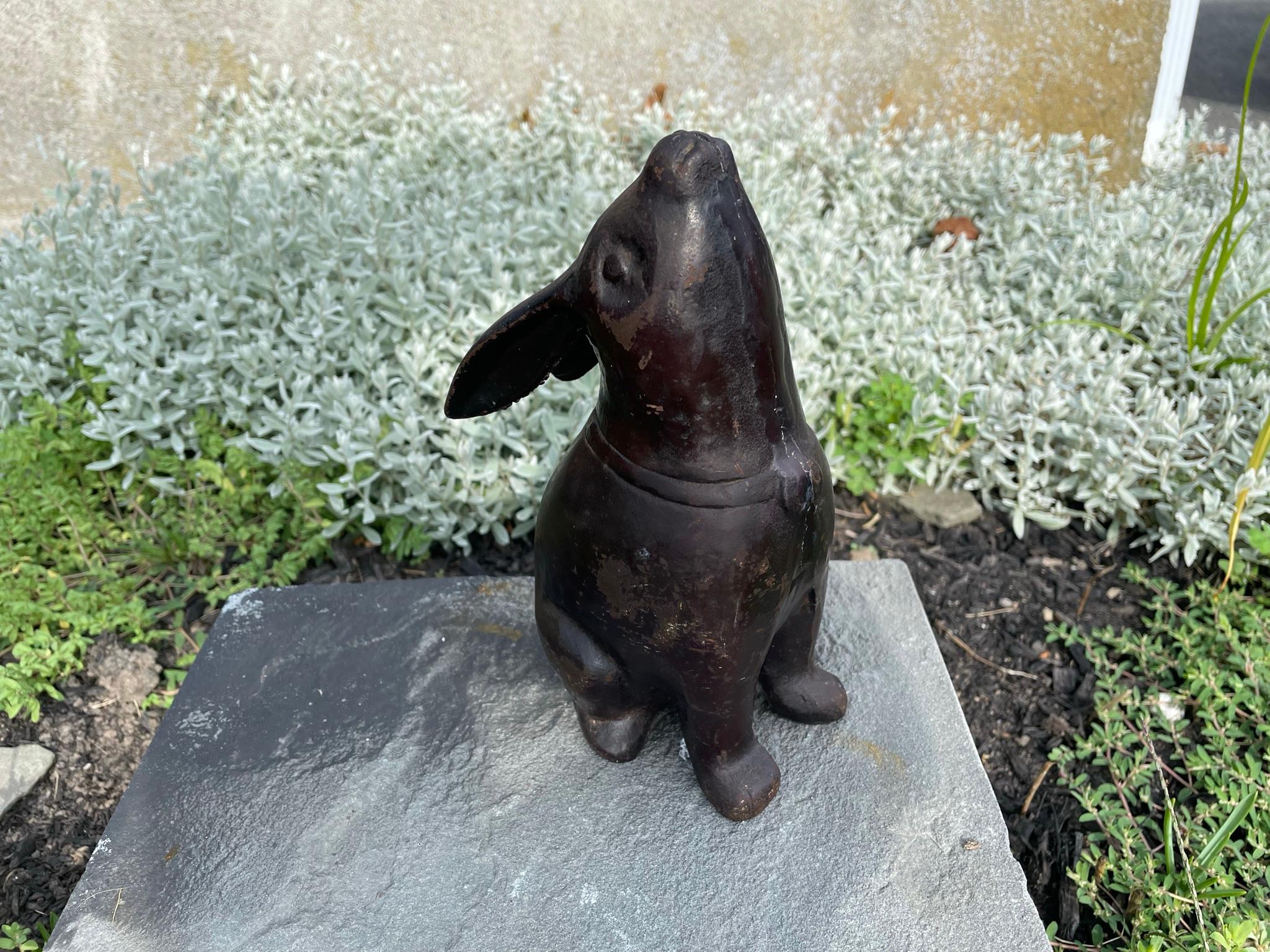 Cast Japan Tall 1920s Bronze Garden Rabbit “Moon Gazing