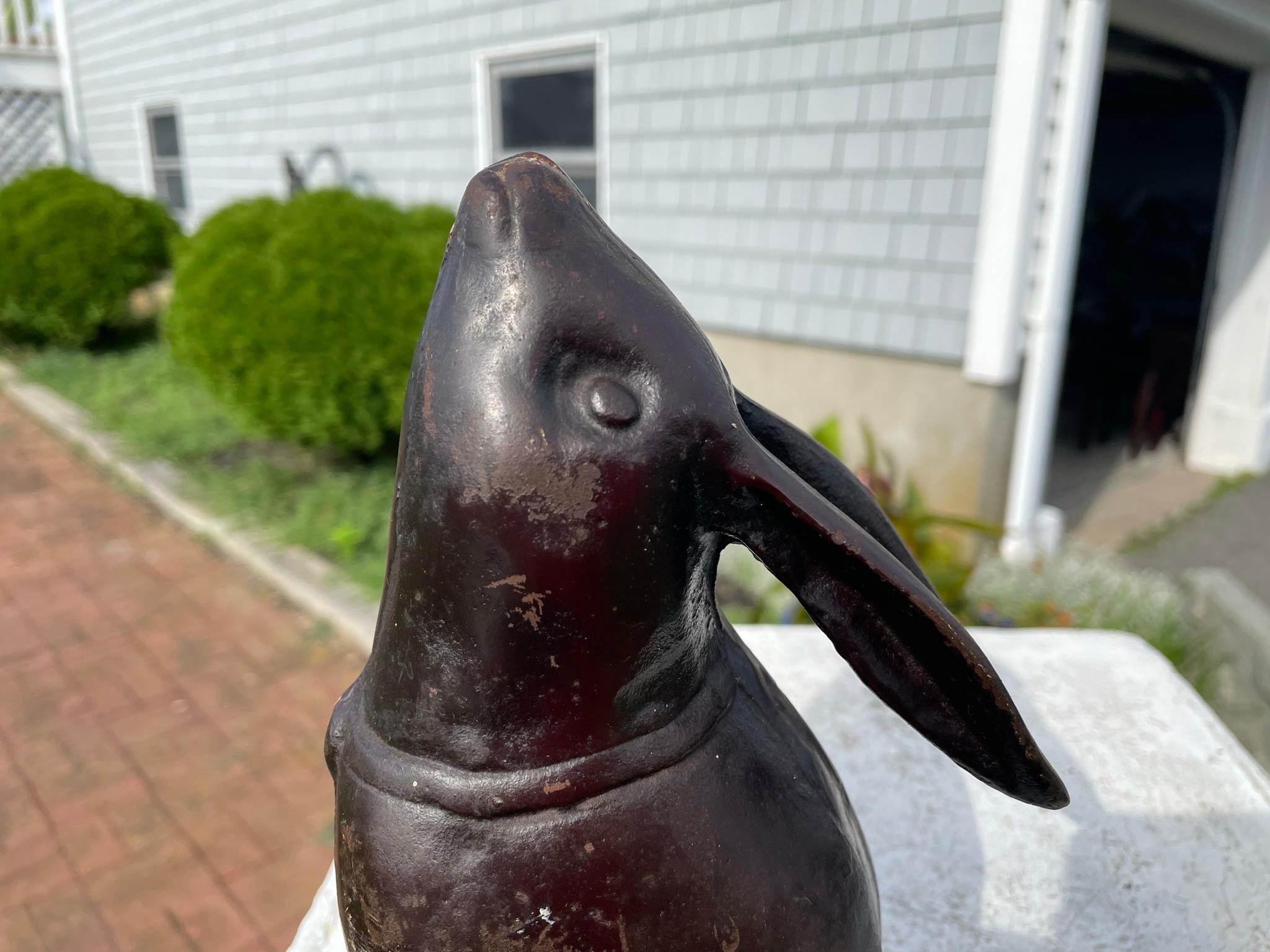 Japan Tall 1920s Bronze Garden Rabbit “Moon Gazing