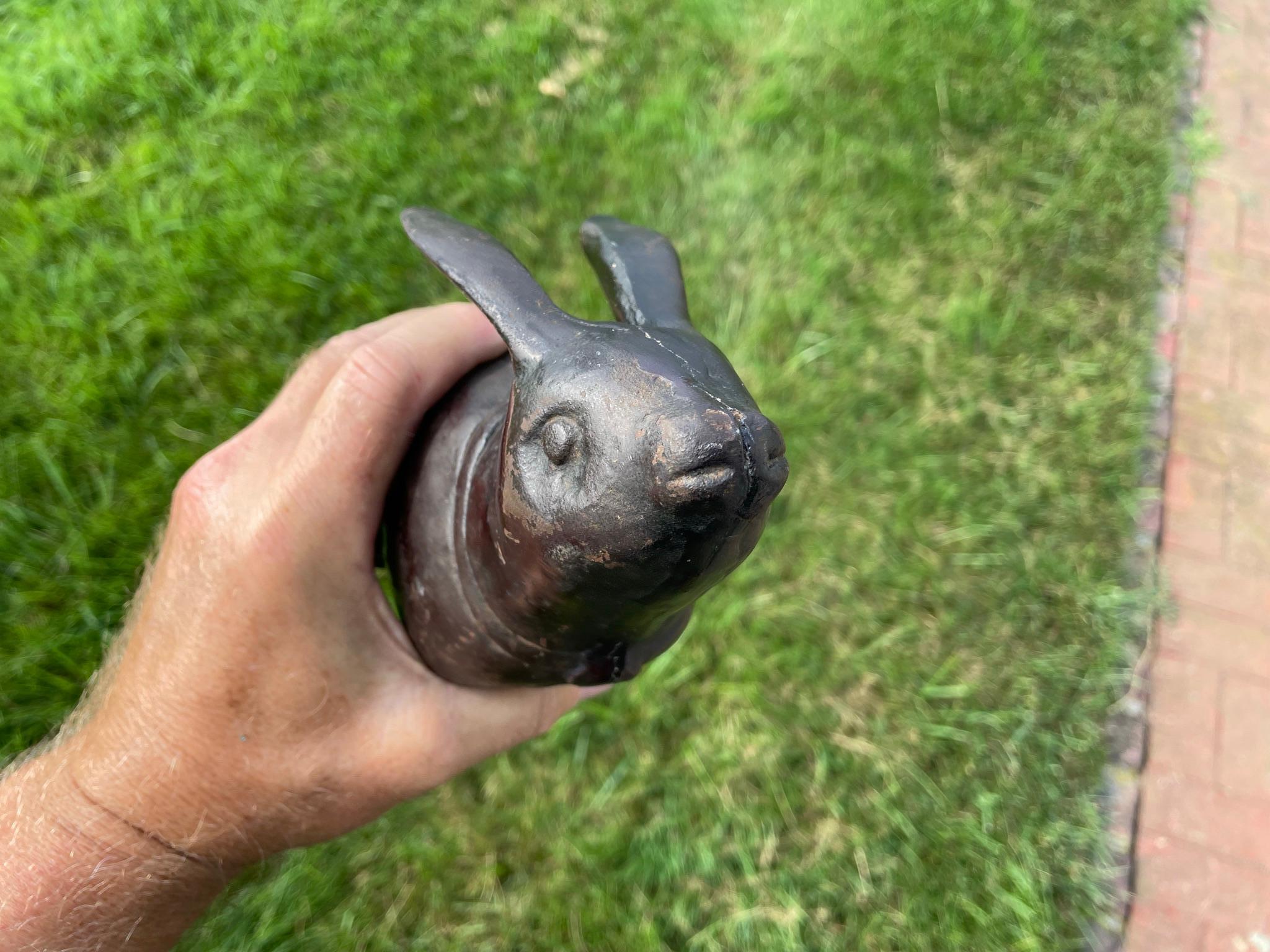 Japan Tall 1920s Bronze Garden Rabbit “Moon Gazing