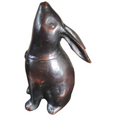 Japan Tall 1920s Bronze Garden Rabbit “Moon Gazing"