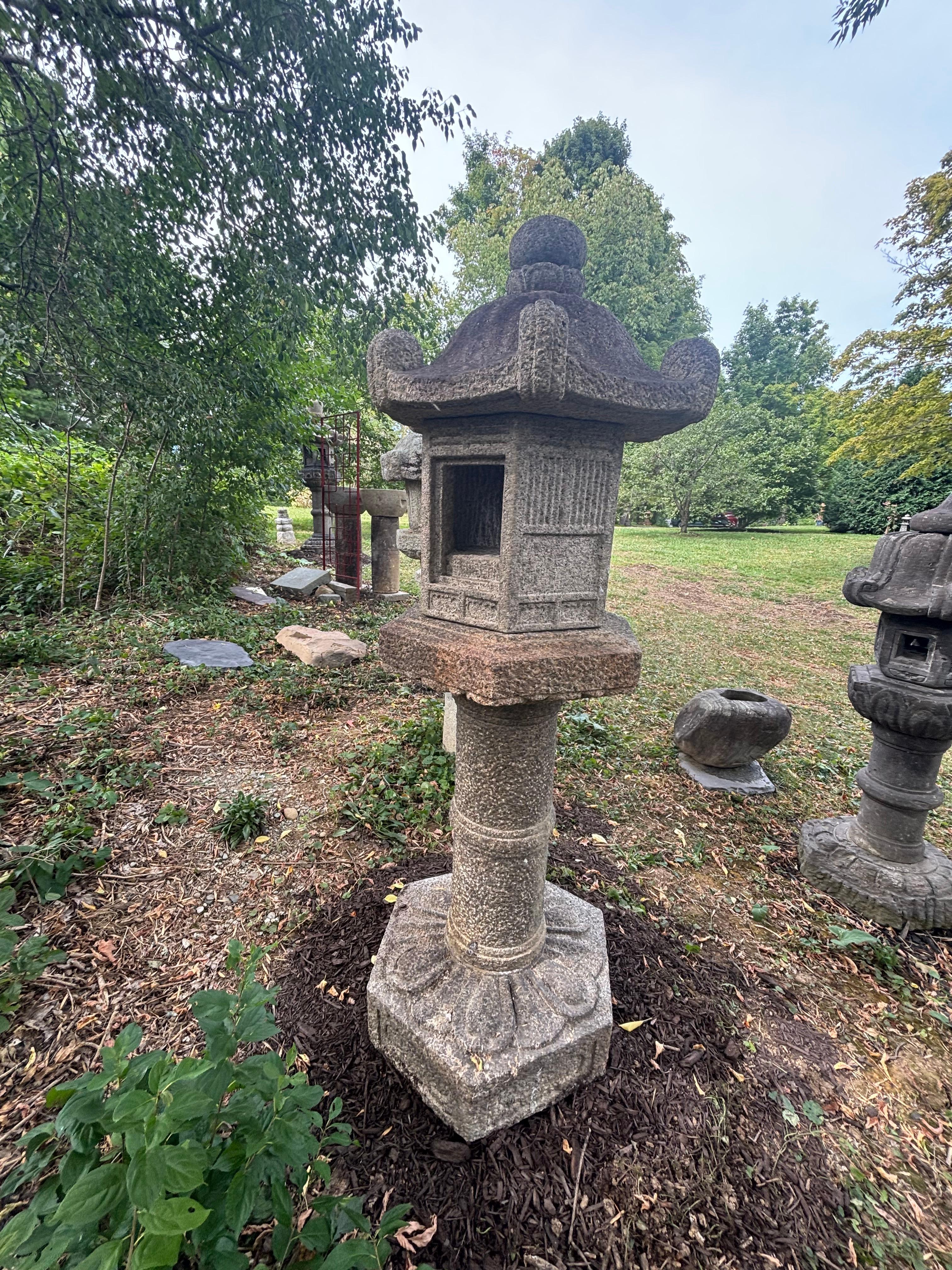 Japan Tall Antique Classic Edo Period Kasuga Stone Lantern For Sale 4