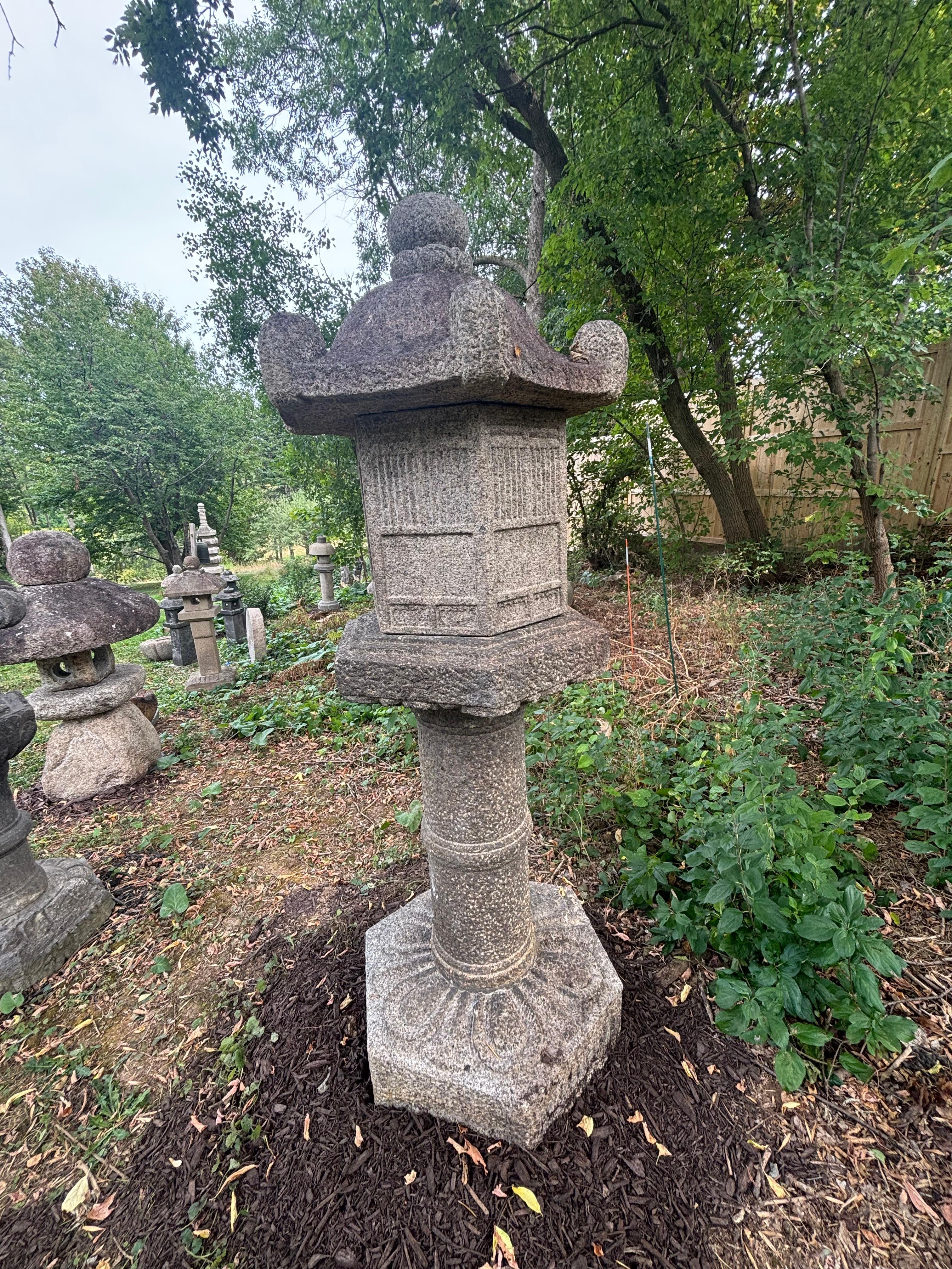 Japan Tall Antique Classic Edo Period Kasuga Stone Lantern For Sale 1
