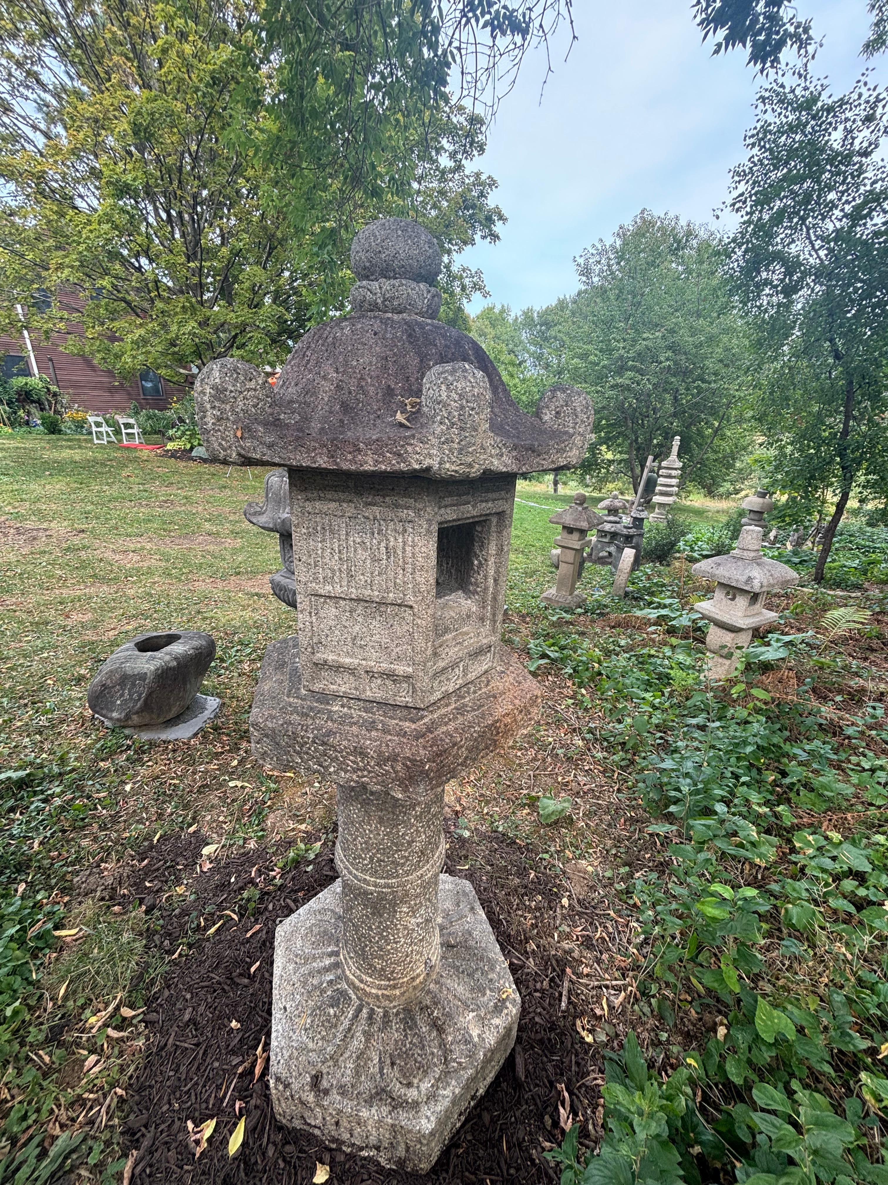 Japan Tall Antique Classic Edo Period Kasuga Stone Lantern For Sale 2
