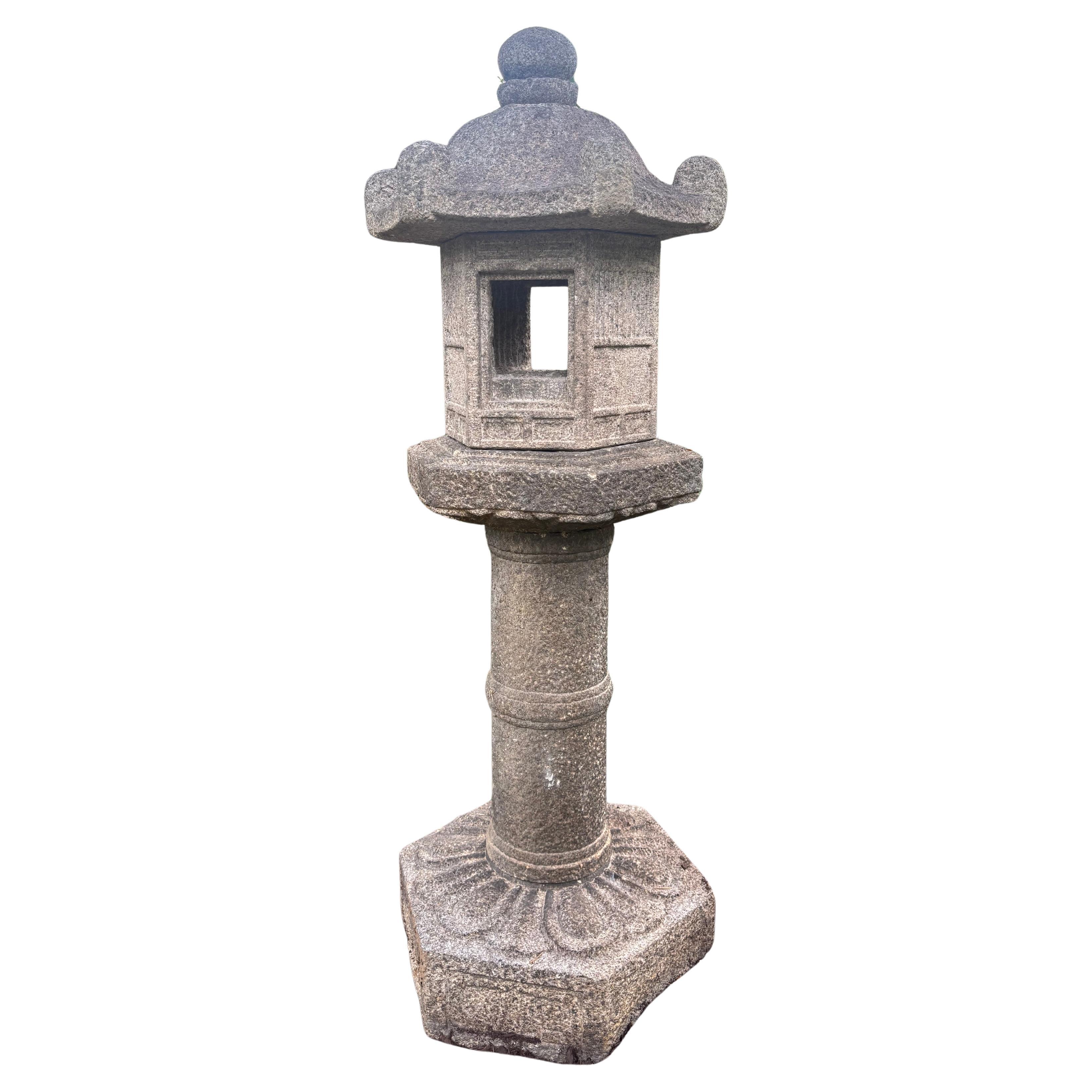 Japan Tall Antique Classic Edo Period Kasuga Stone Lantern