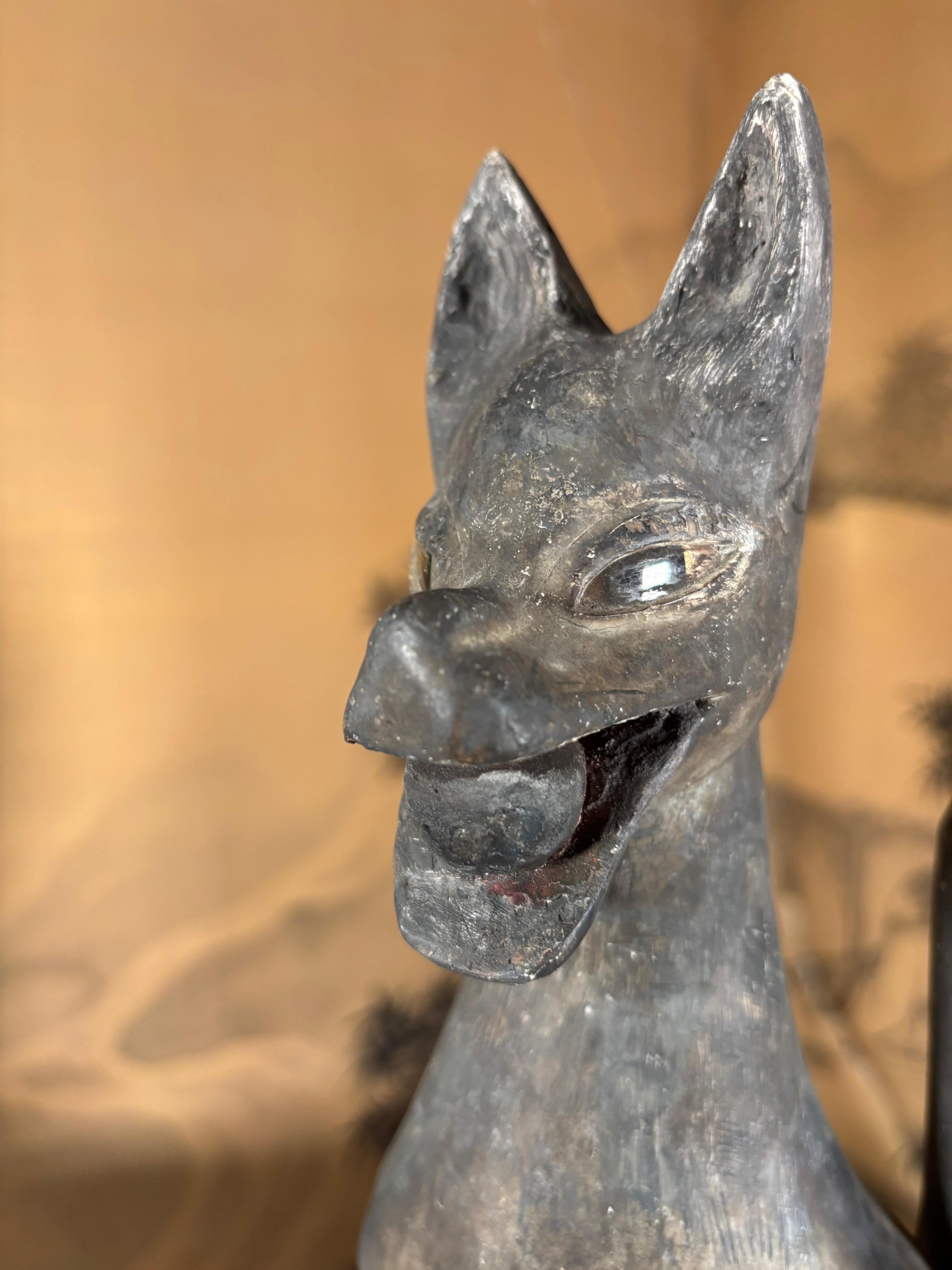 Fatto a mano Giappone Alto Antico Inari Kitsune Volpe Artigianale Con Occhi Di Vetro  Santuario di Inari in vendita