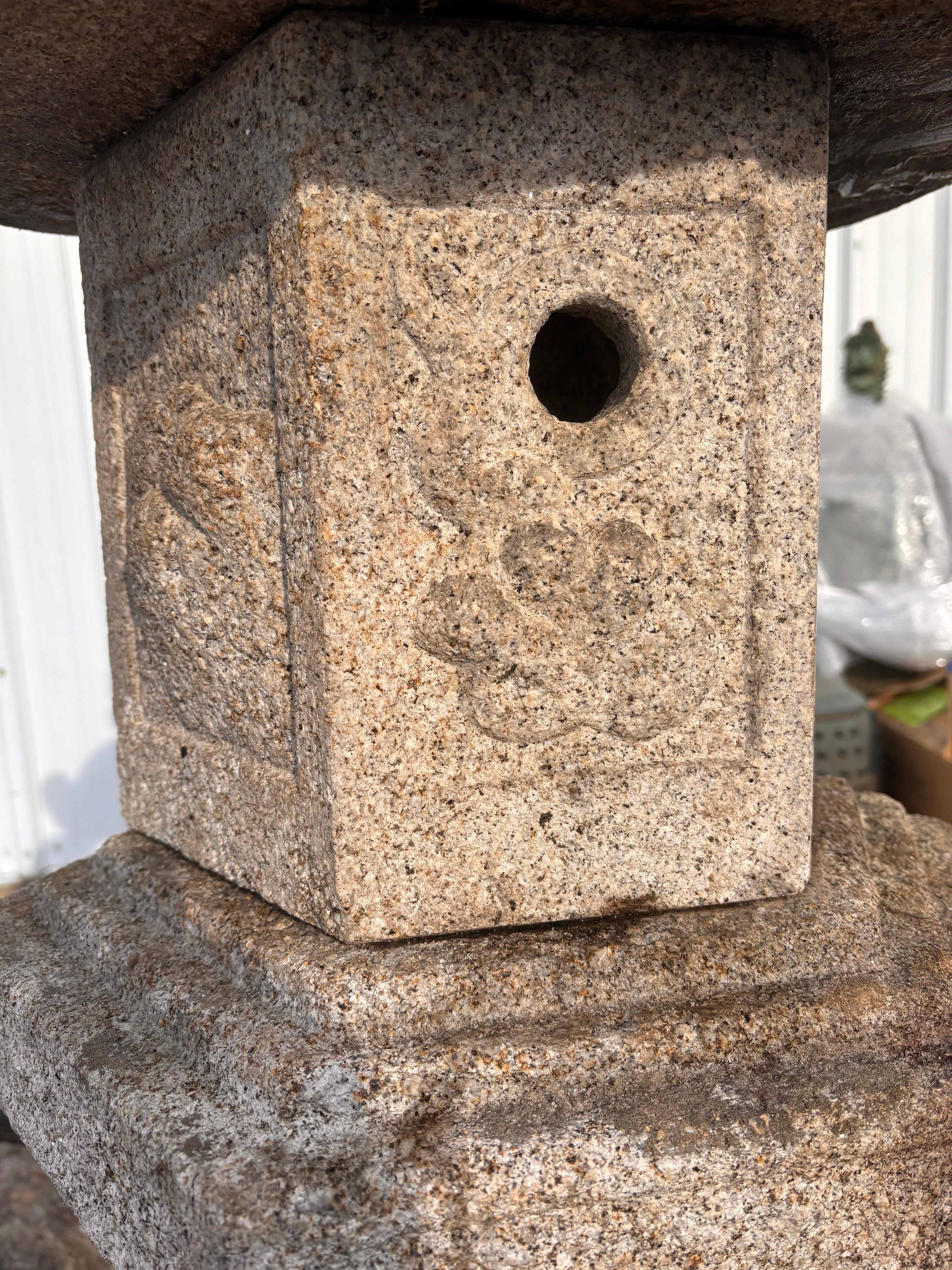 Hand-Carved Japan Tall Antique Kasuga Stone Lantern For Sale
