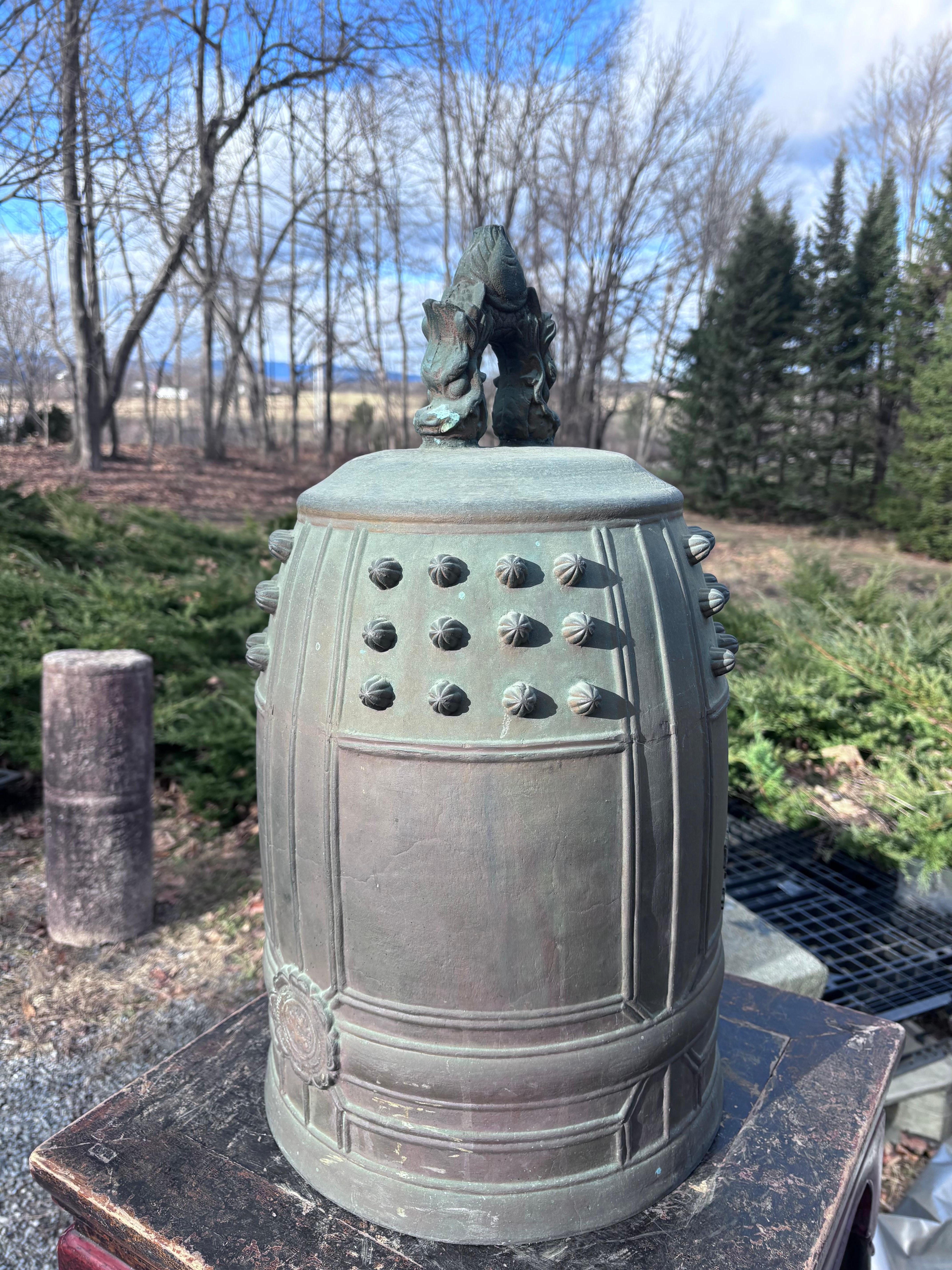 Japan Tall Antique Large Bronze Bell With Pleasing Sound 24