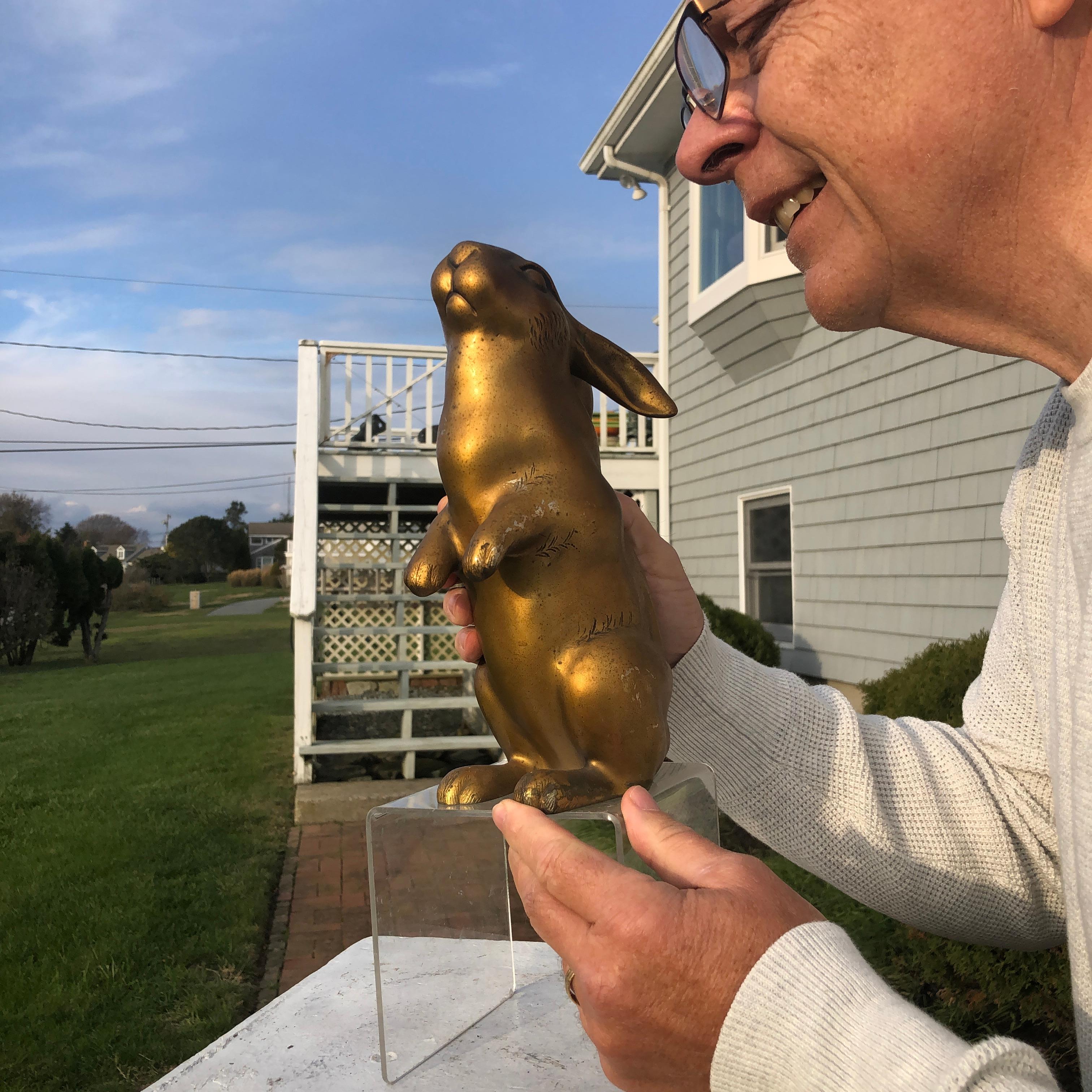 Here's a beautiful and unique way to accent your indoor gallery or private collection space with this very unusual treasure from Japan! 

This is a hard to find antique solid and finely cast bronze effigy of a tall 