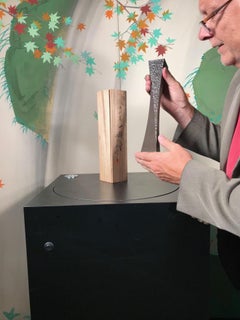 Japan Tall Old Bronze Flower Bud Bronze Vase, Mint, Signed and Boxed