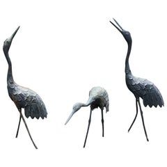 Japan Three Antique Bronze Cranes