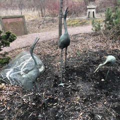 Japan Three Antique Hand Cast Bronze Cranes Family
