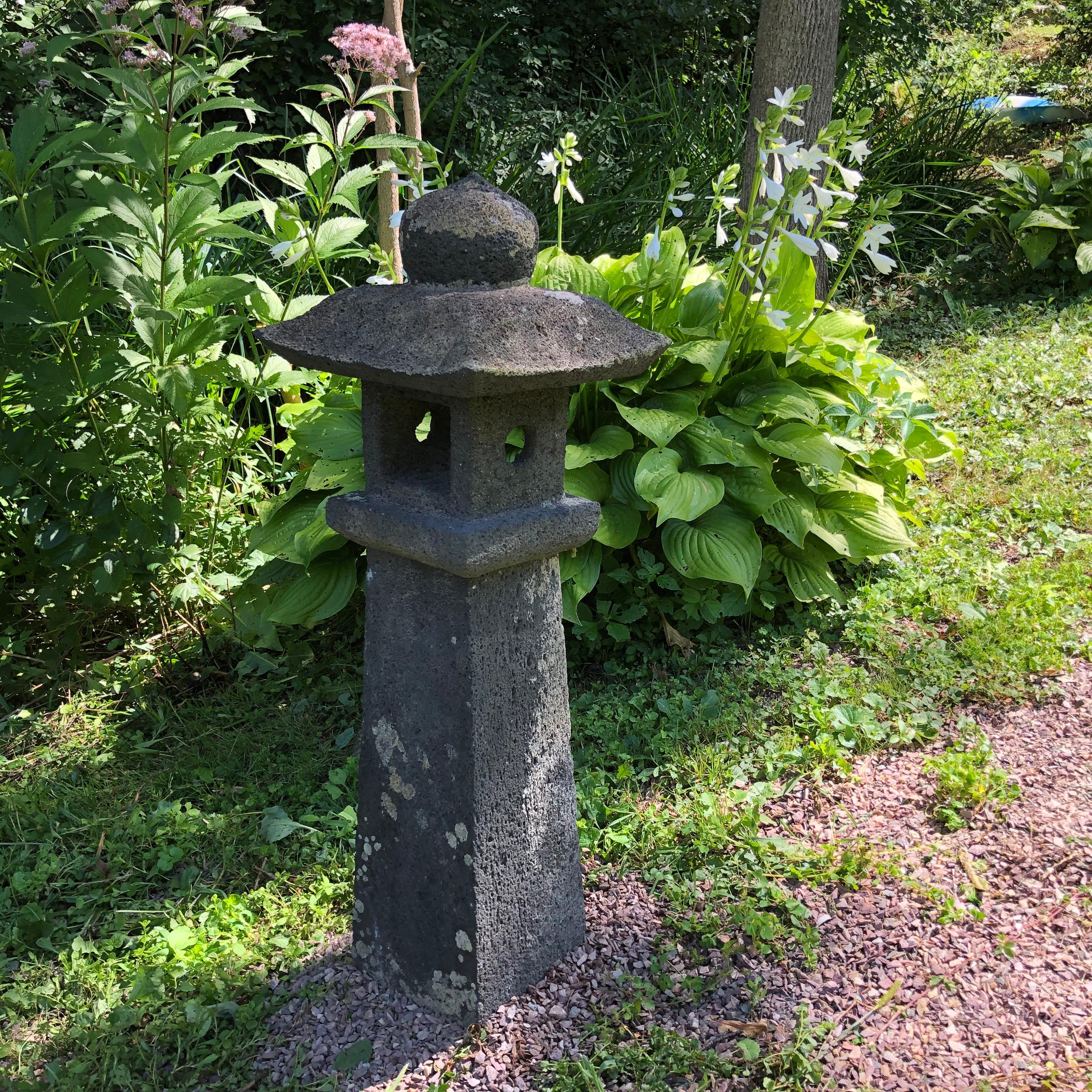 Hand-Carved Japan Three Antique Stone 'Pathway Lanterns, 19th Century