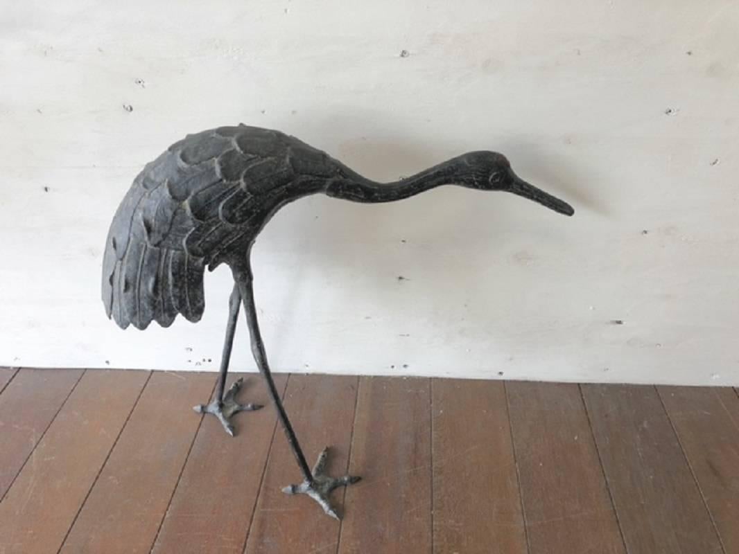 20th Century Japan Three Hand Cast Bronze Cranes Beautiful Antiques and Feather Details