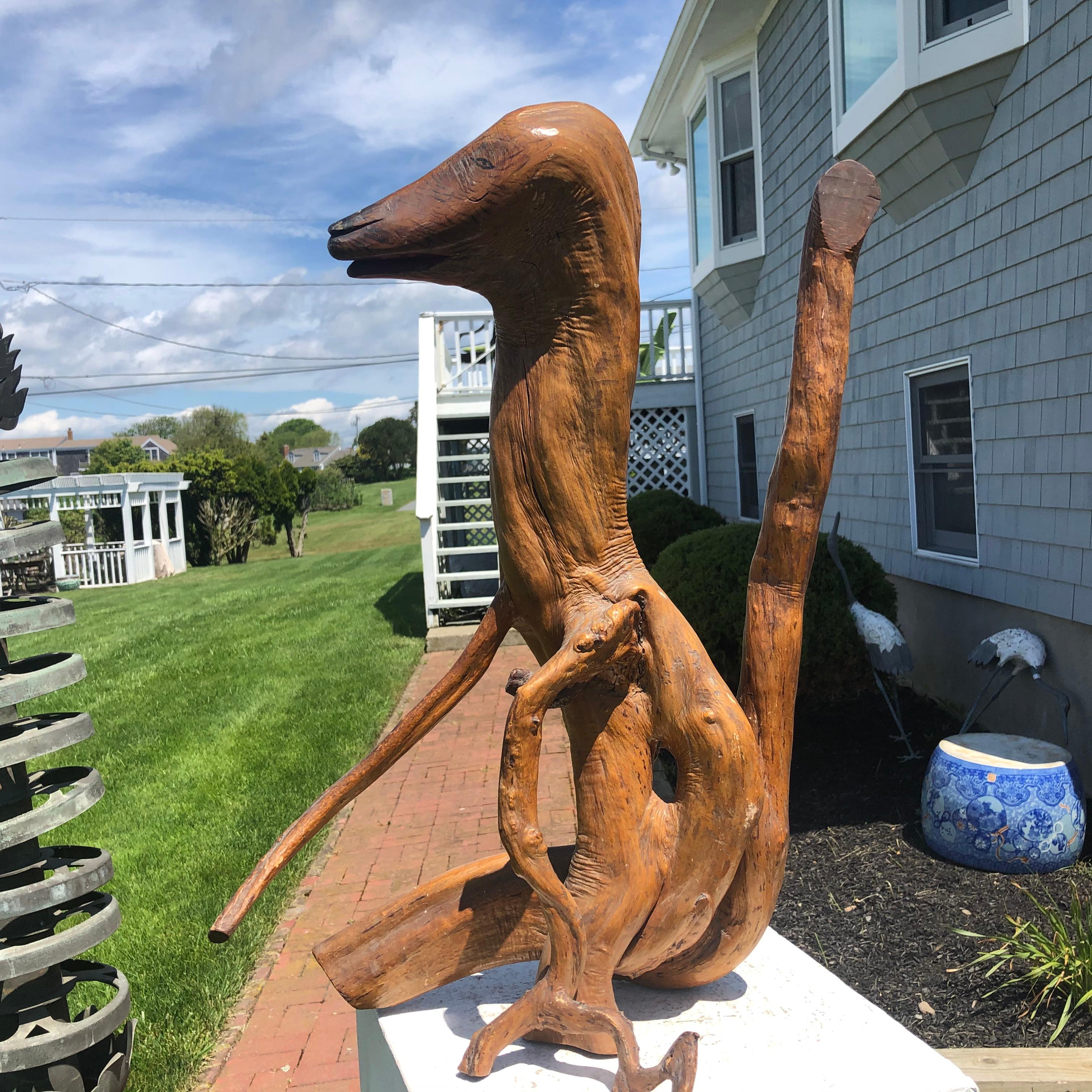 Japan Unique Mid-Century Natural Burl Wood Magical Kitsune Fox 3