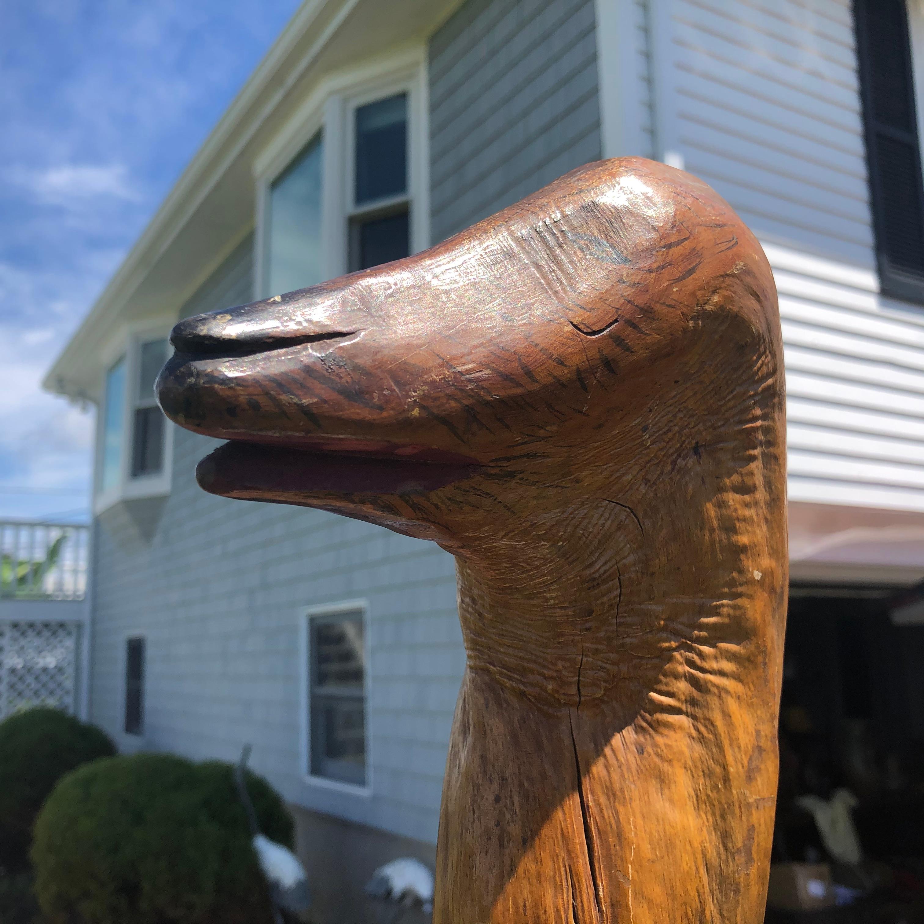 Japan Unique Mid-Century Natural Burl Wood Magical Kitsune Fox 4
