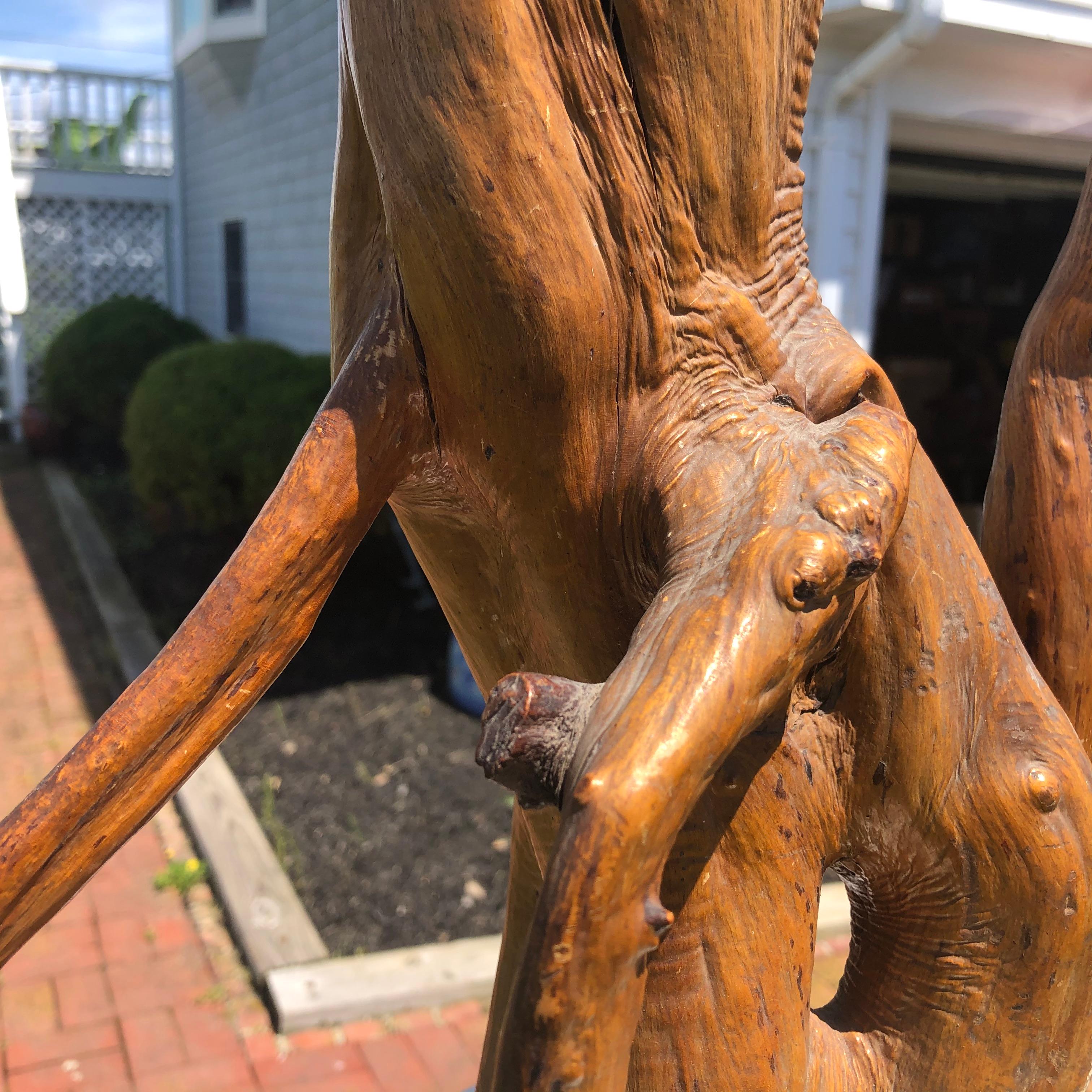 Japan Unique Mid-Century Natural Burl Wood Magical Kitsune Fox 5
