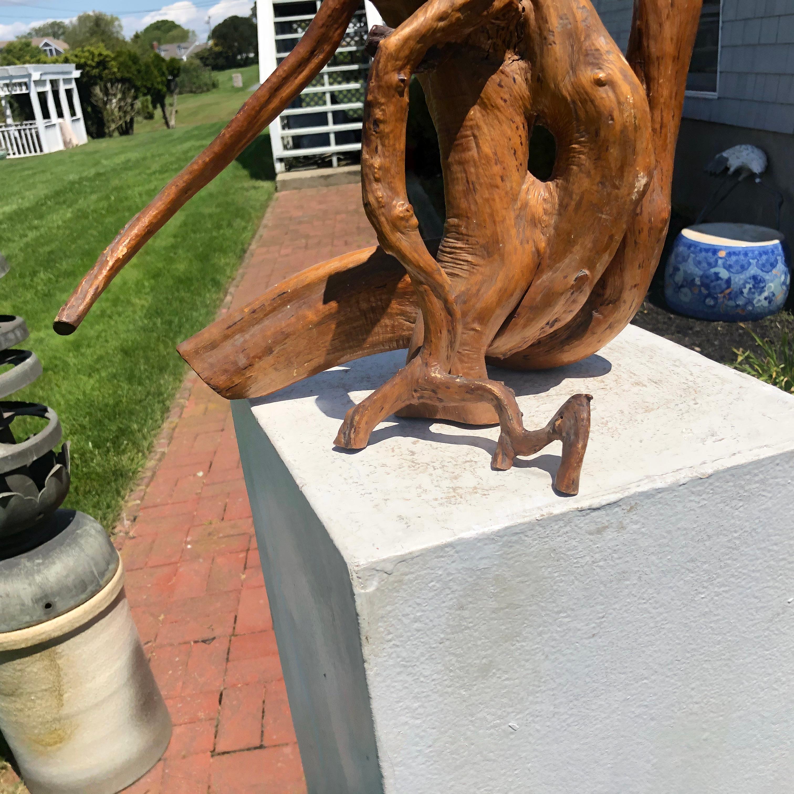 Japan Unique Mid-Century Natural Burl Wood Magical Kitsune Fox 6