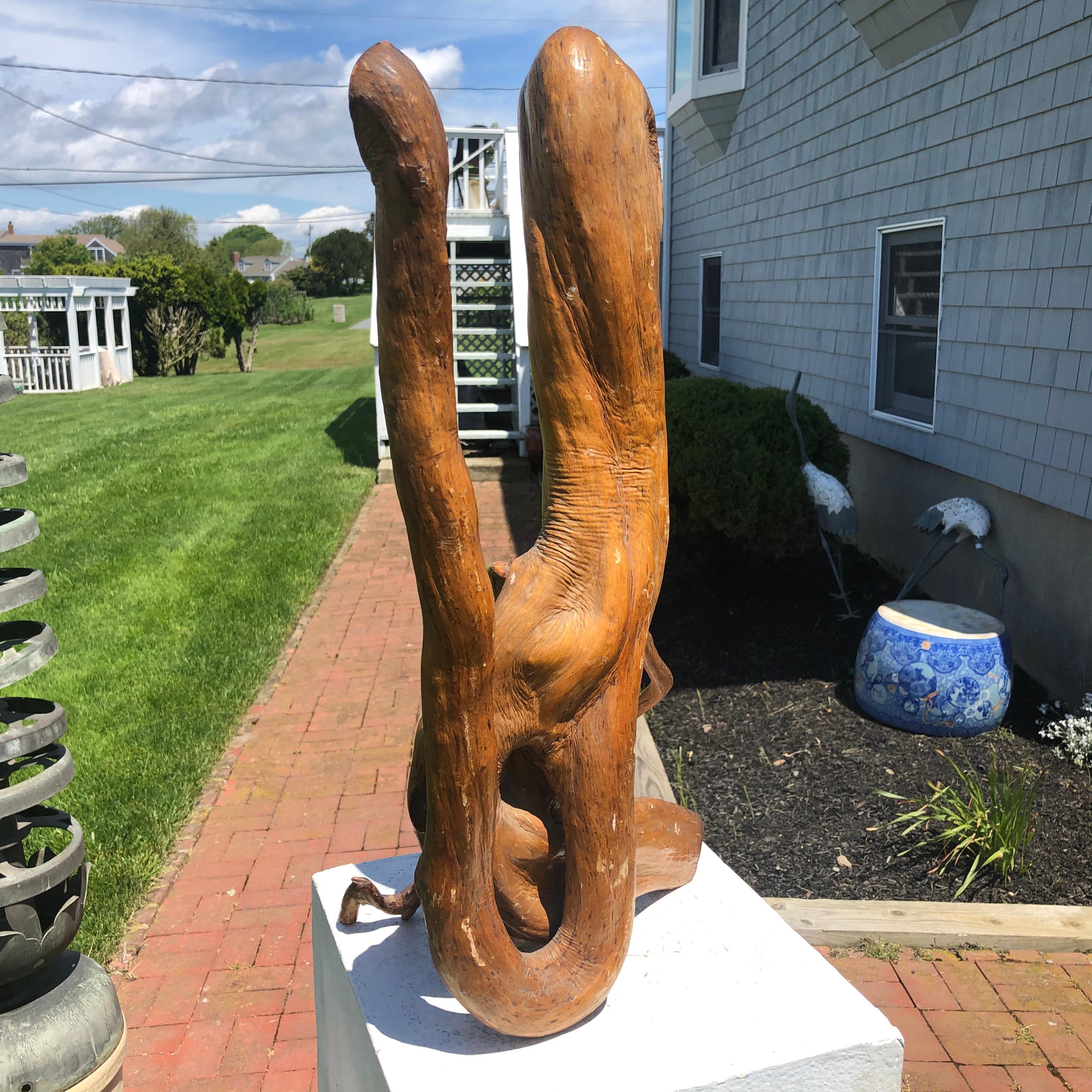 Japan Unique Mid-Century Natural Burl Wood Magical Kitsune Fox 2