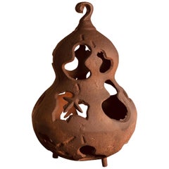 Antique Japan Unique Tea House "Bird & Star" Garden Gourd Lantern, 100 Yrs Old