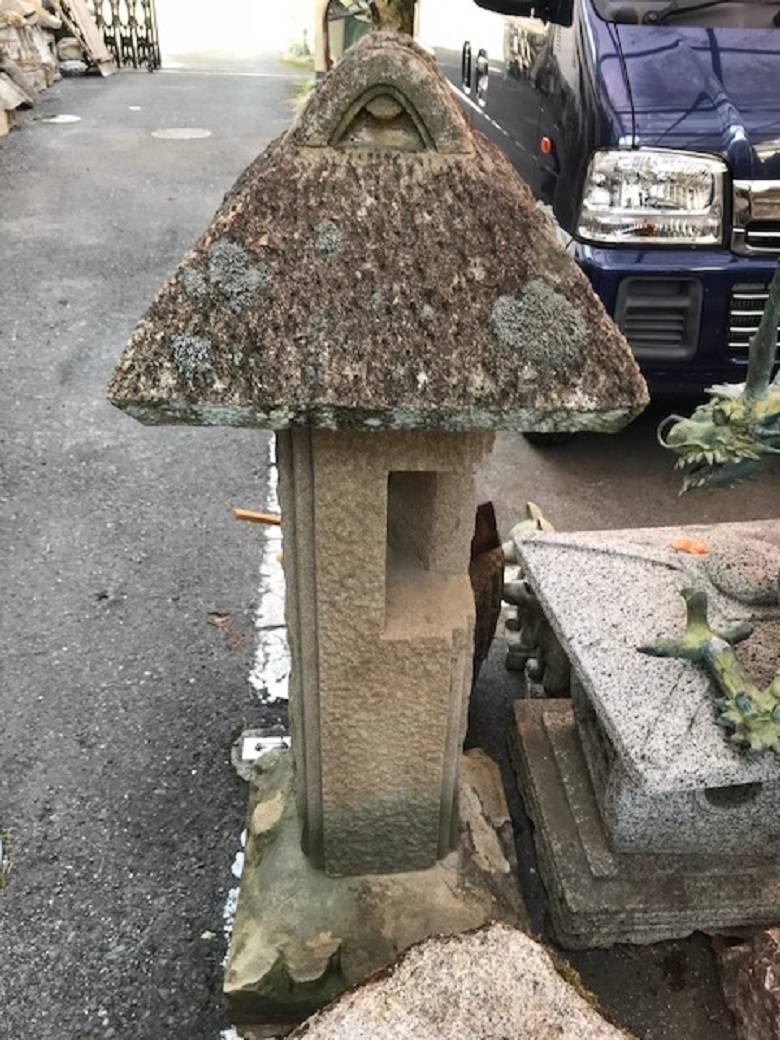 Japan Unusual Old Minka Post Stone Lantern, One of a Kind 1