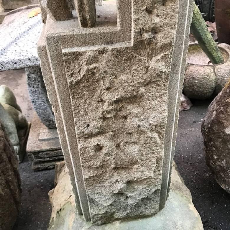Japan Unusual Old Minka Post Stone Lantern, One of a Kind 5